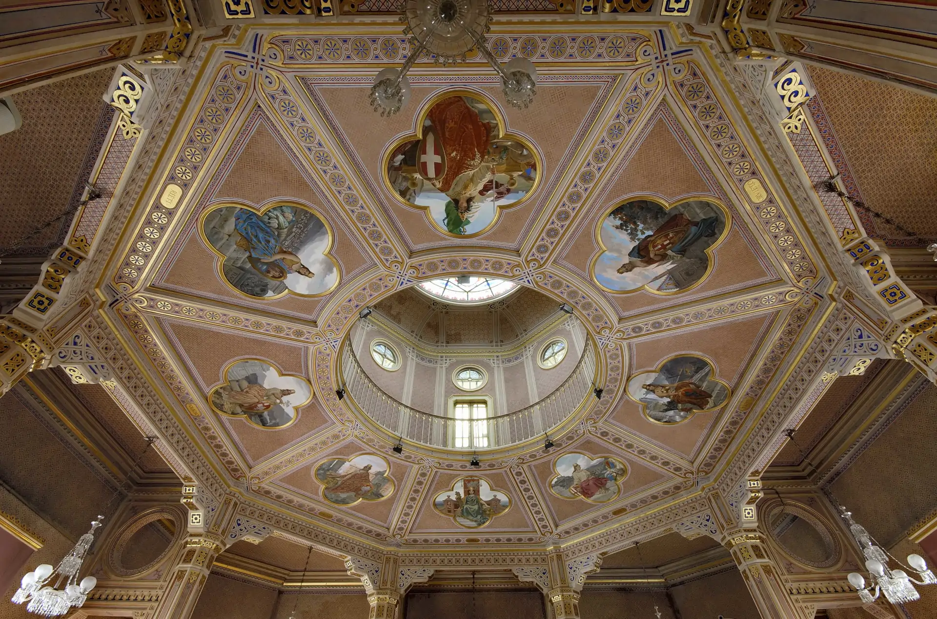 Palazzo della Provincia, Sala Consiliare, volta della Sala, personificazioni femminili affrescate da Domenico Bruschi
