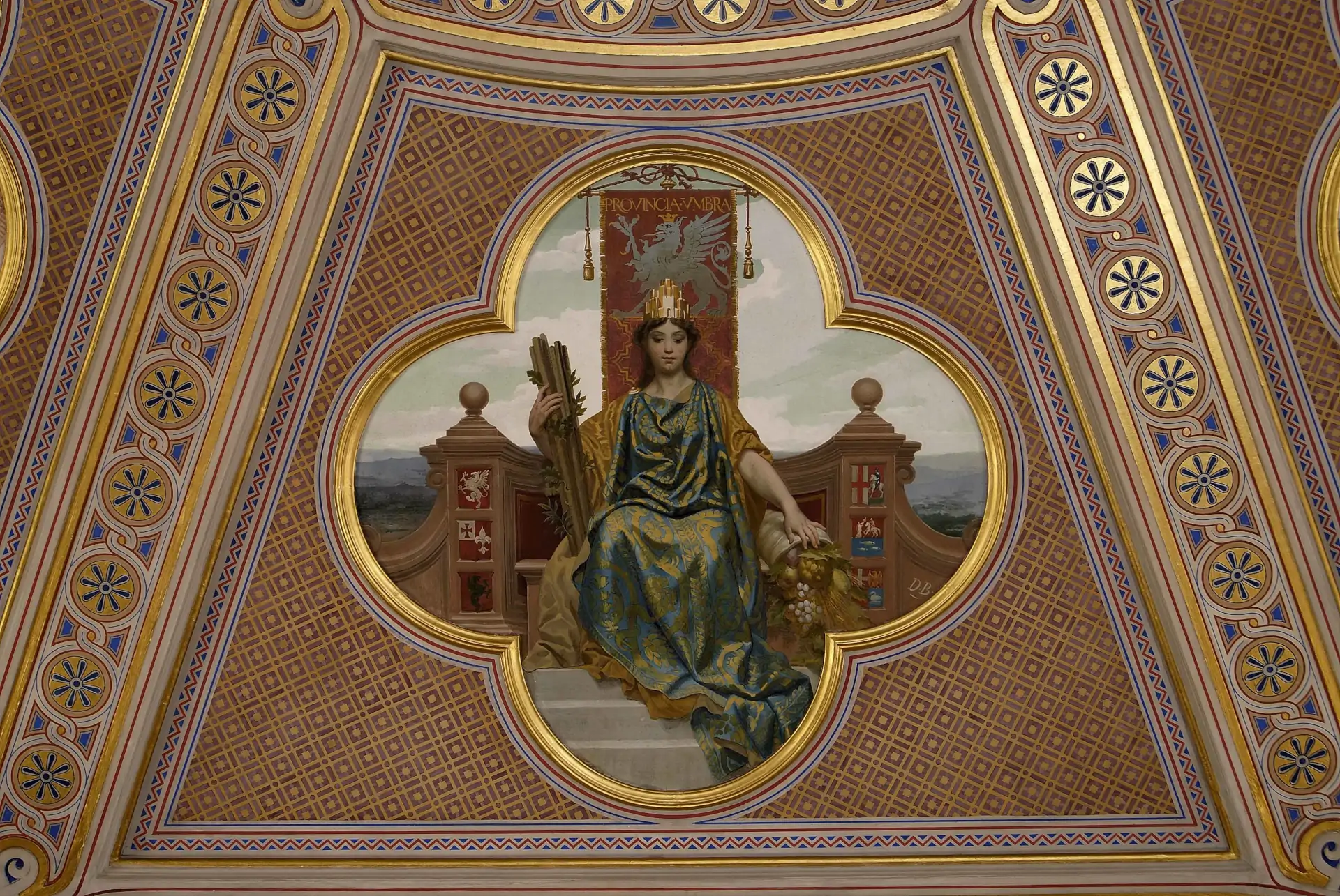 Palazzo della Provincia, Sala Consiliare, volta della Sala, personificazione della Provincia Umbra, Domenico Bruschi