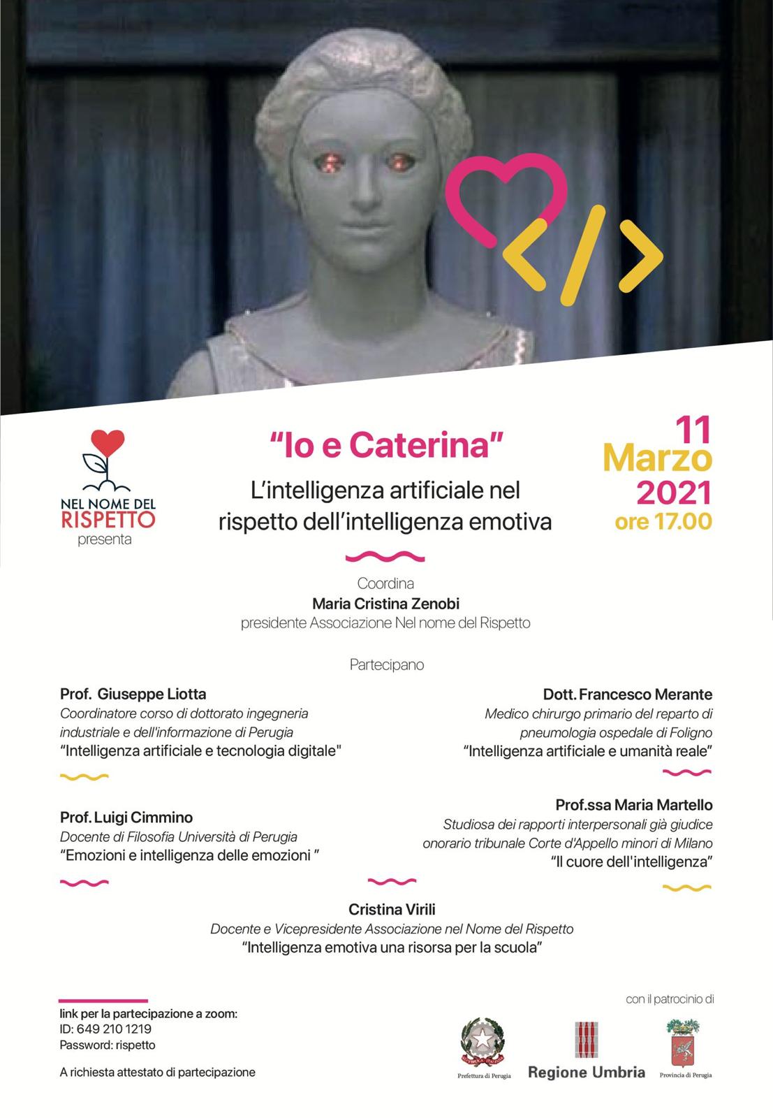 Evento online – “Io e Caterina, l’intelligenza artificiale nel rispetto dell’intelligenza emotiva”: esperti e studiosi a confronto