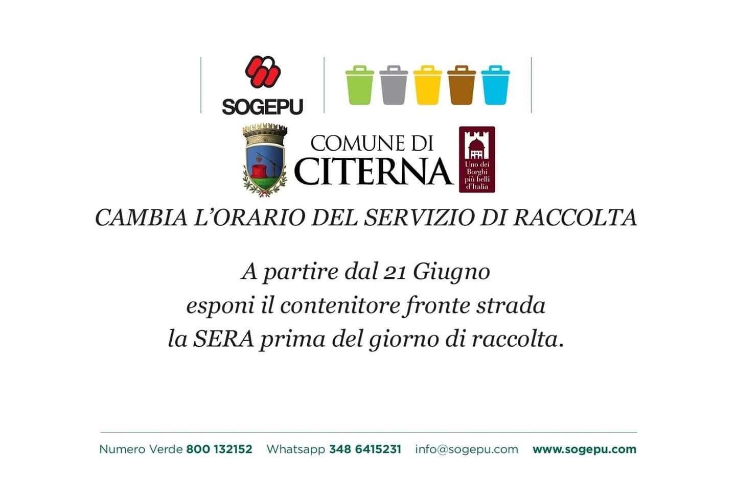 raccolta cambio orario 