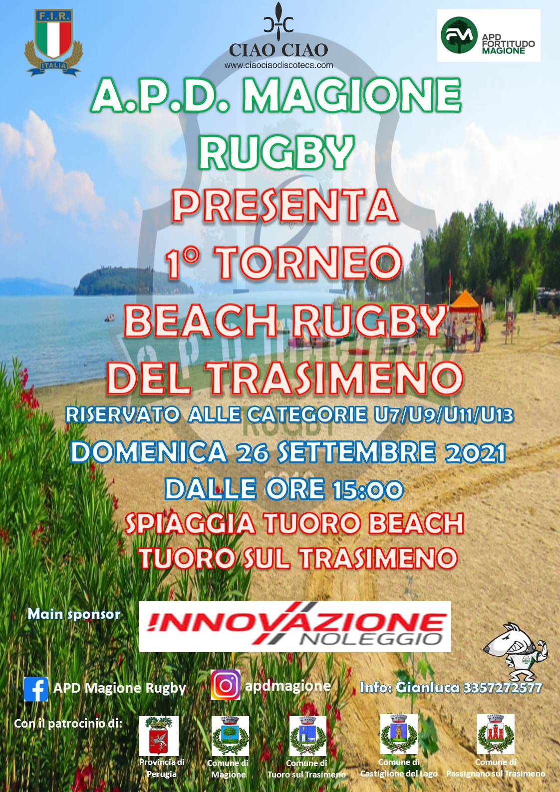 Immagine - Locandina del Primo Torneo di Beach Rugby del Trasimeno