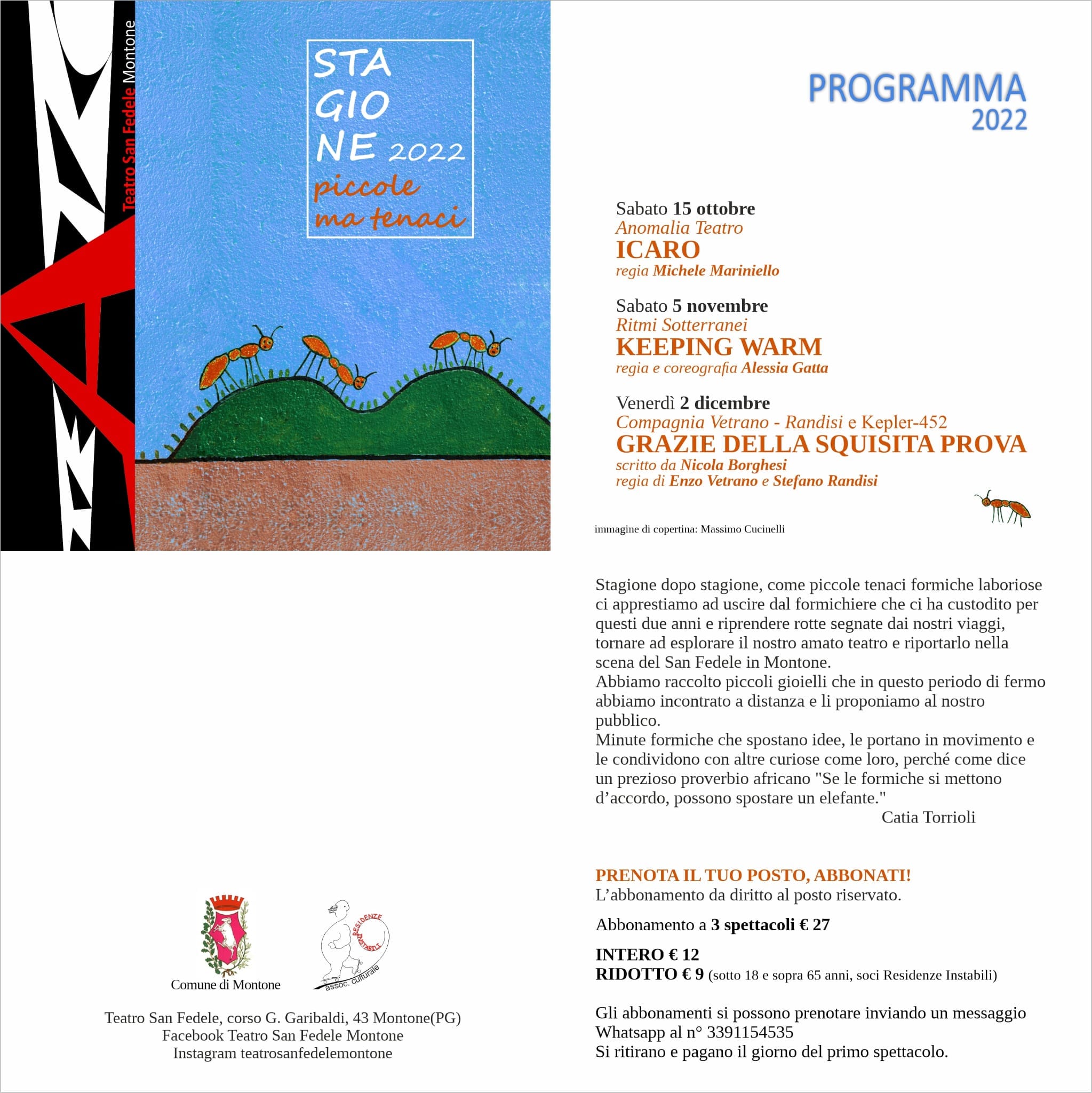 Al via la nuova stagione del teatro San Fedele