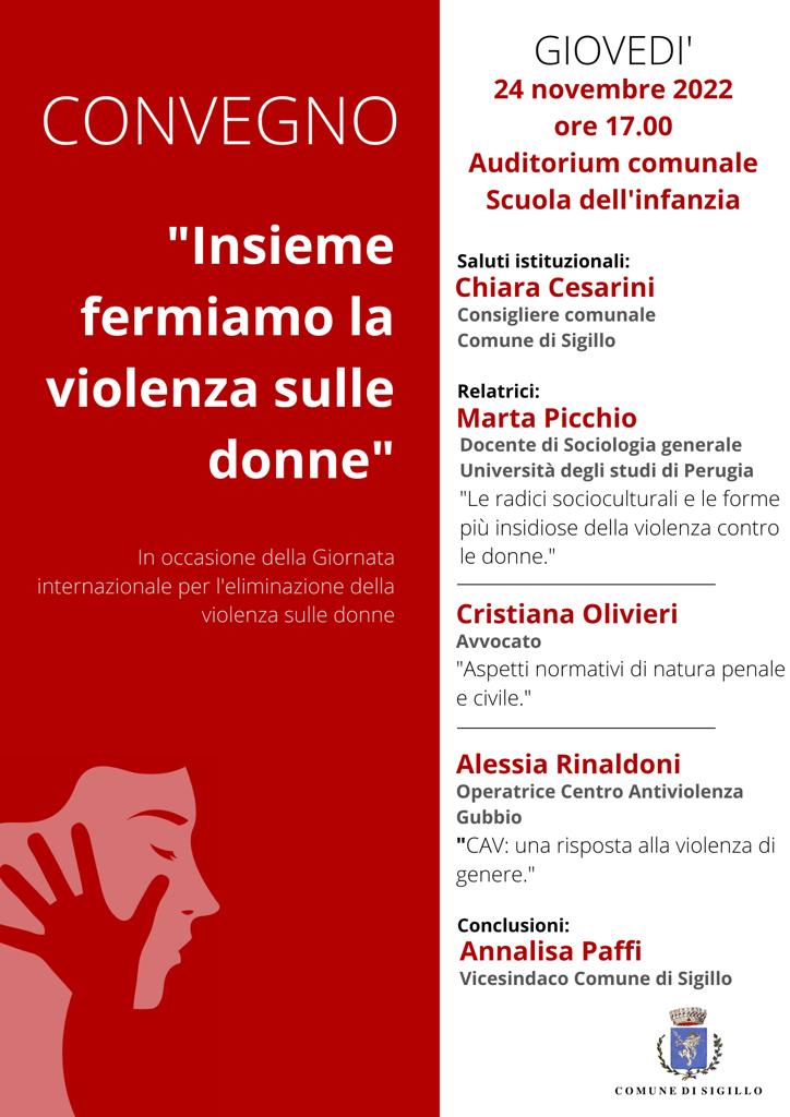  A Sigillo il convegno “Insieme fermiamo la violenza sulle donne”