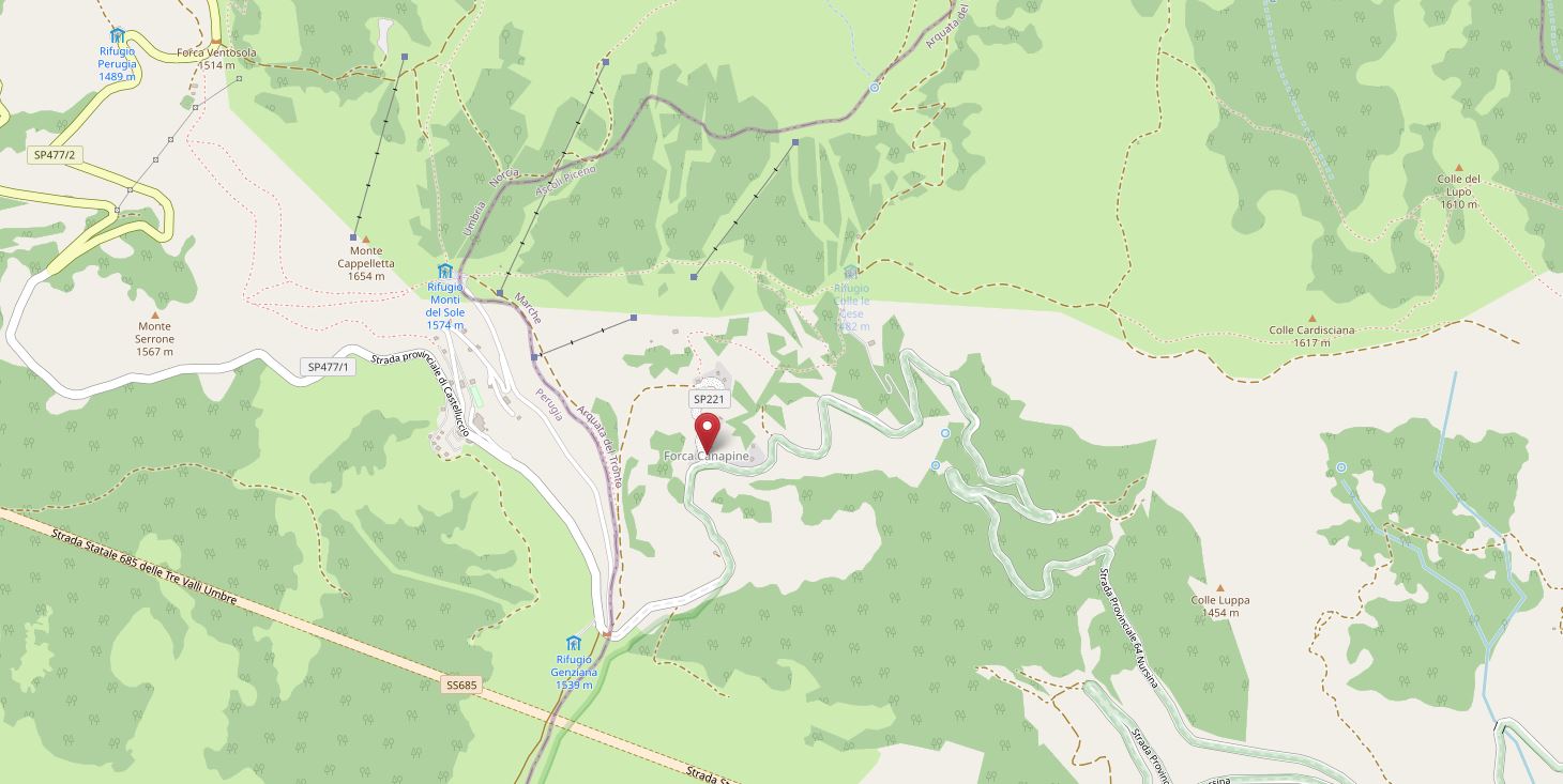 Immagine - Mappa stradale Rifugio Monti del Sole (fonte: openstreetmap.org)