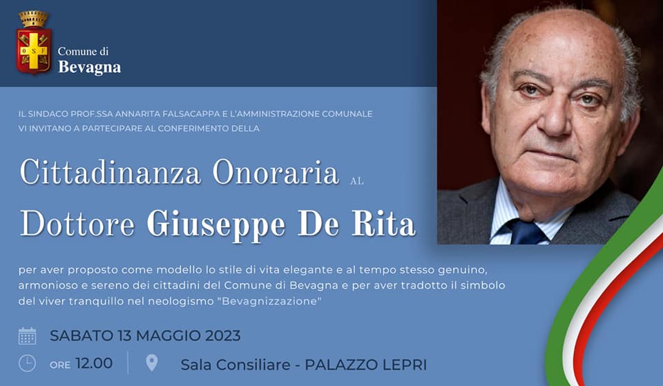 Bevagna – Cittadinanza Onoraria a Giuseppe De Rita