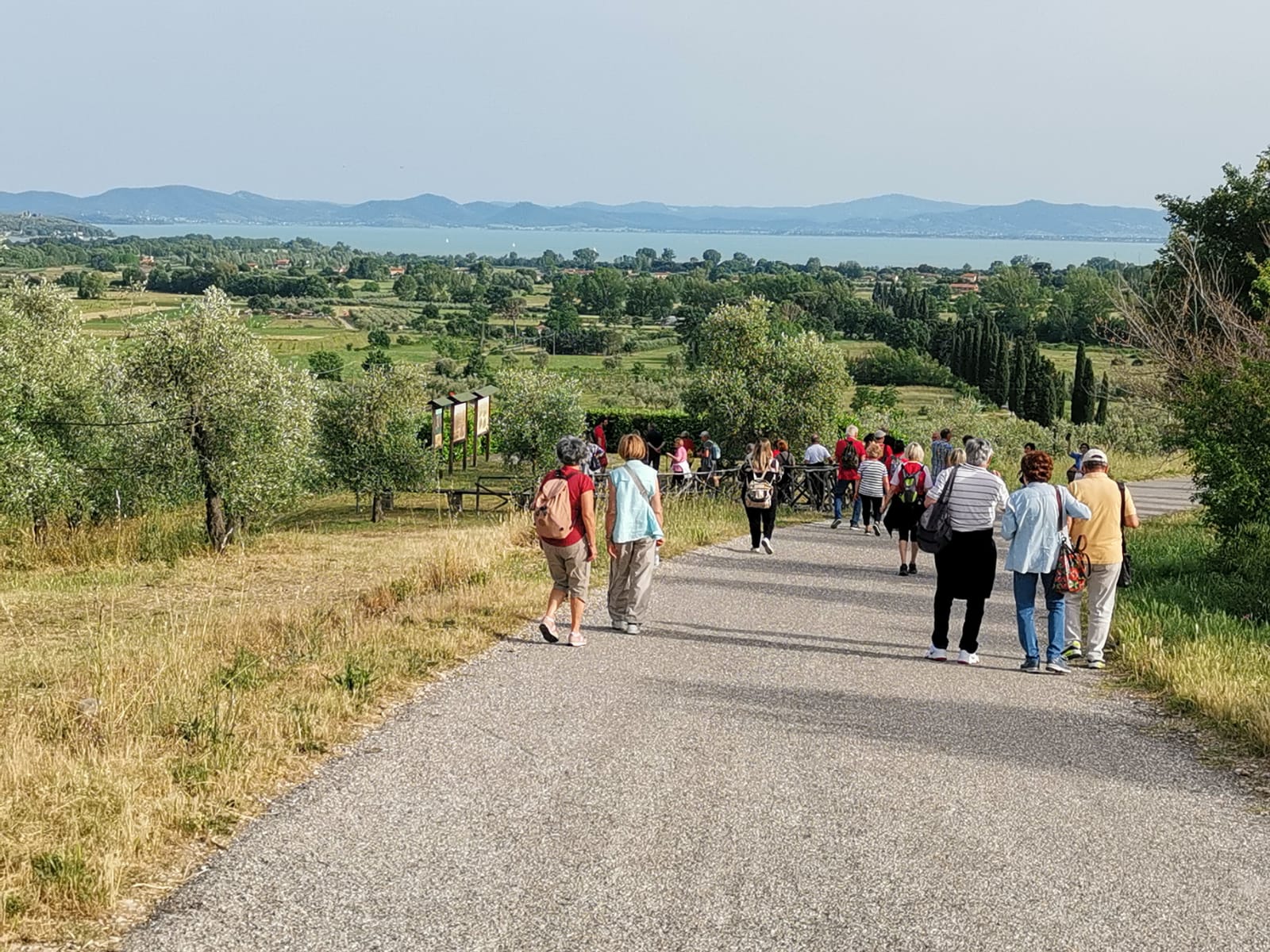 immagine della passeggiata solidale con vista lago Ant in cammino con Tuoro