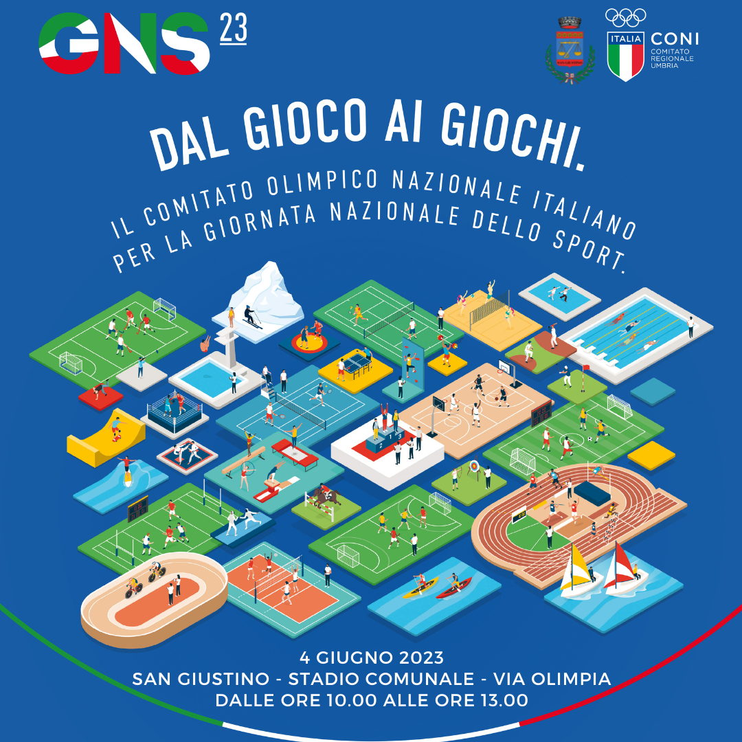 immagine locandina evento “Dal gioco ai giochi”,  a San Giustino per la Giornata Nazionale dello Sport
