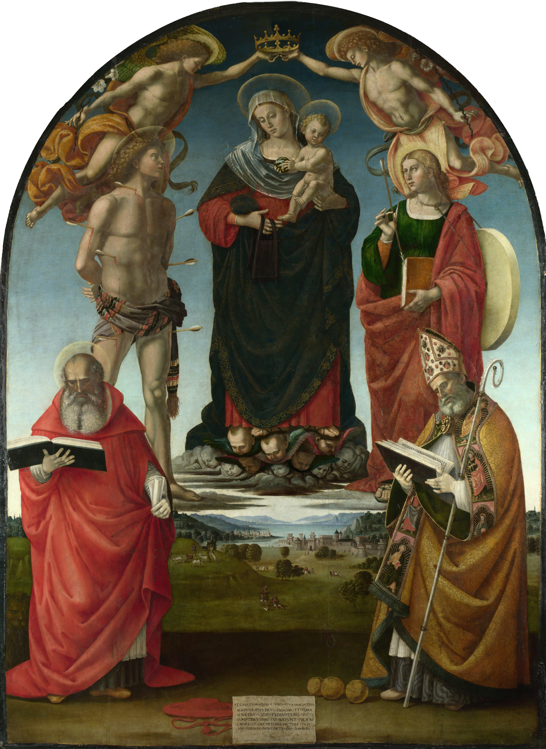 immagine dell'opera “La Vergine con Bambino e santi” realizzata dal Signorelli stesso proprio a Montone nel 1515