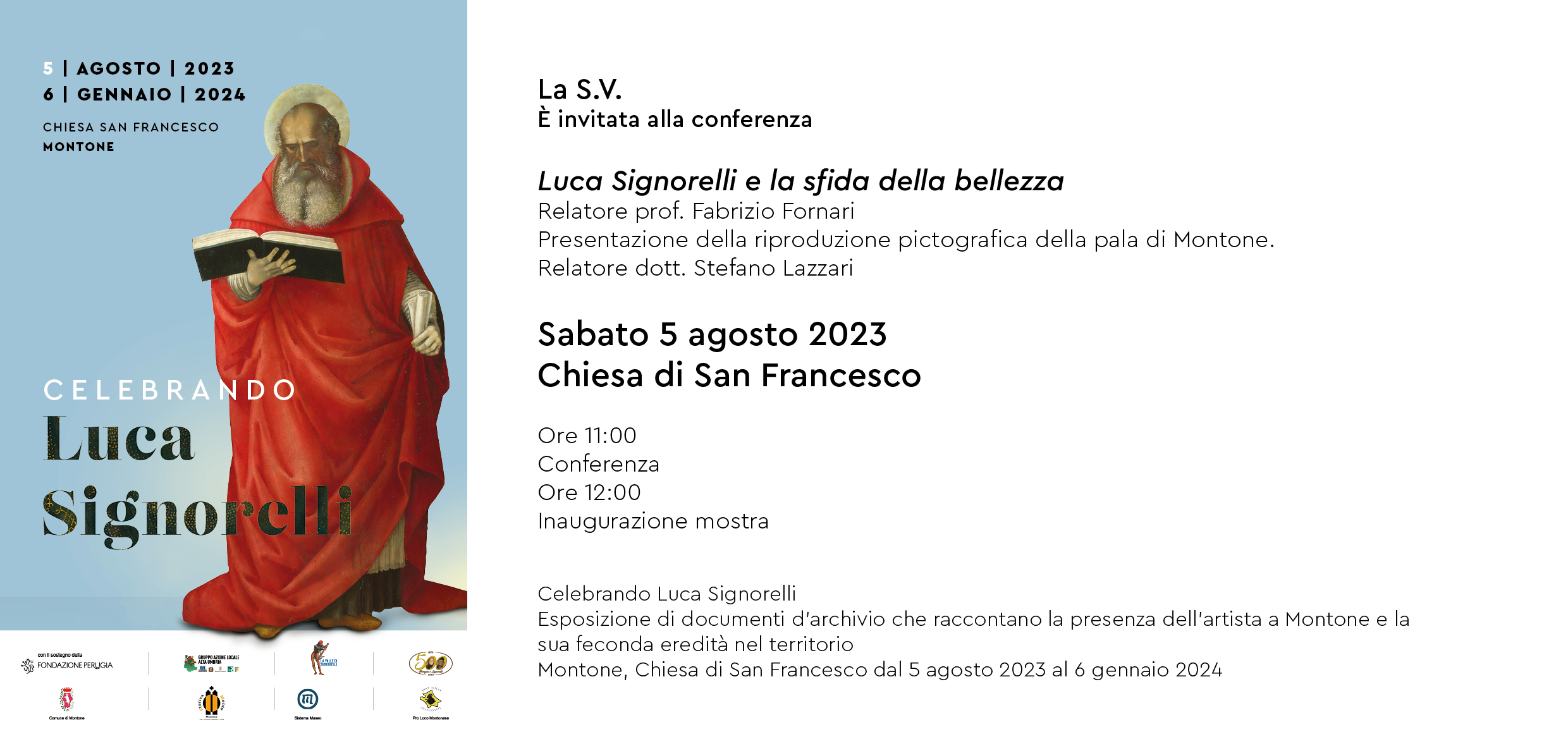 invito inaugurazione della mostra in memoria di Signorelli a Montone 