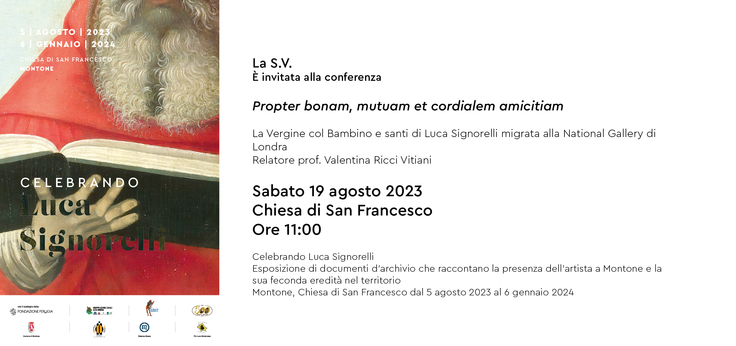Invito conferenza su “La Vergine con Bambino e santi”, sabato 19 agosto Montone