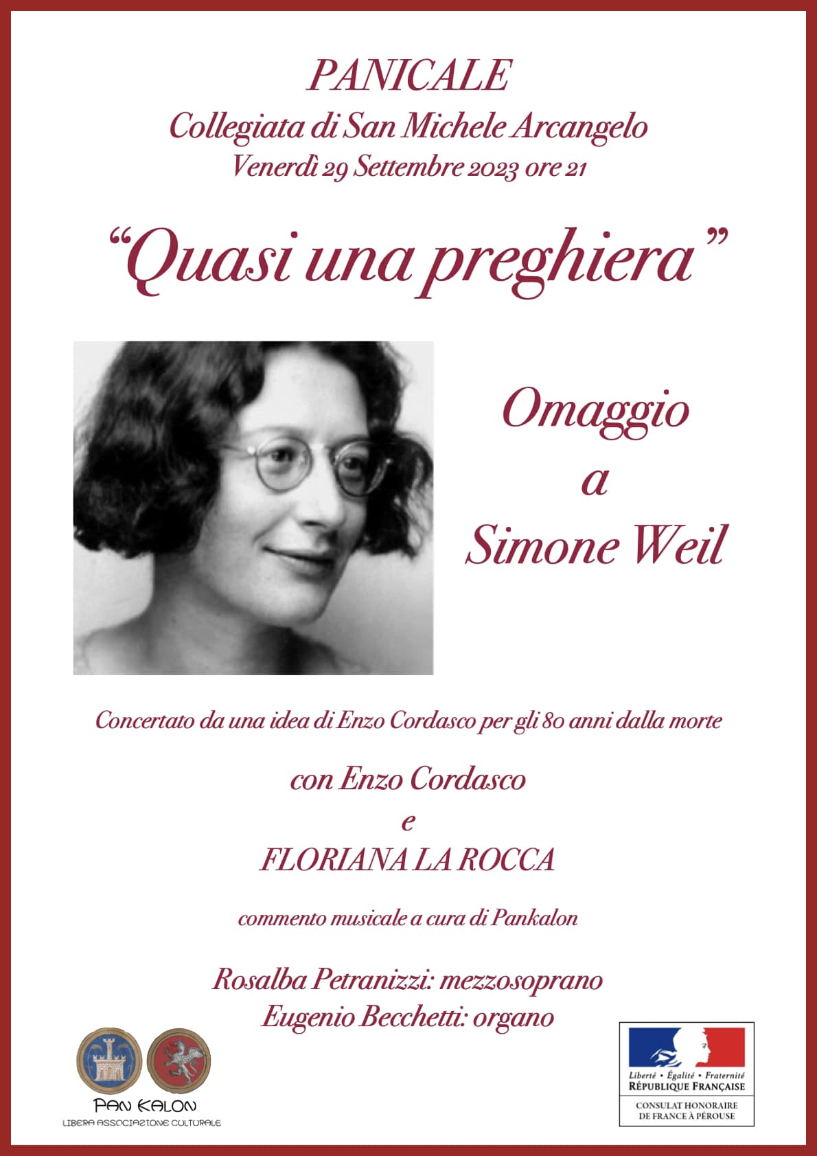Panicale – Venerdì 29 settembre evento dedicato a Simone Weil a 80 anni dalla morte