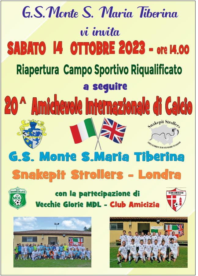 immagine locandina della 20esima “Amichevole internazionale di calcio” a Monte Santa Maria Tiberina