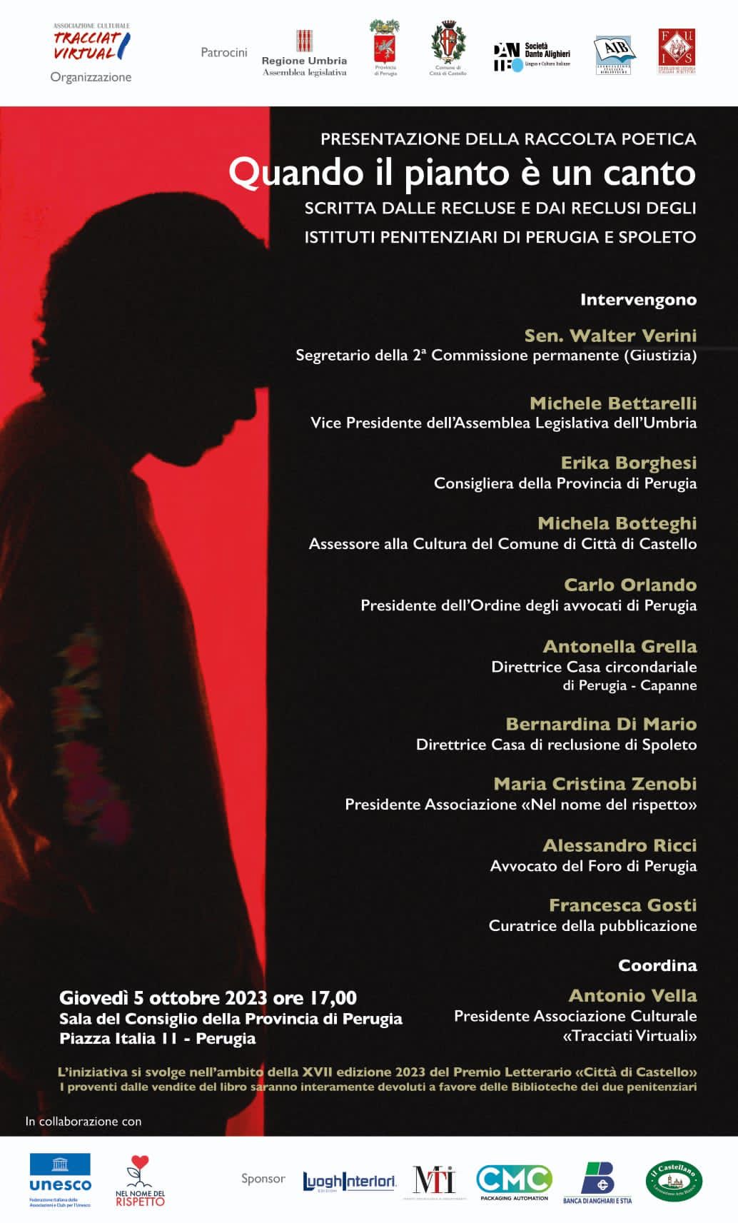 immagine locandina di presentazione della raccolta poetica “Quando il pianto è un canto”