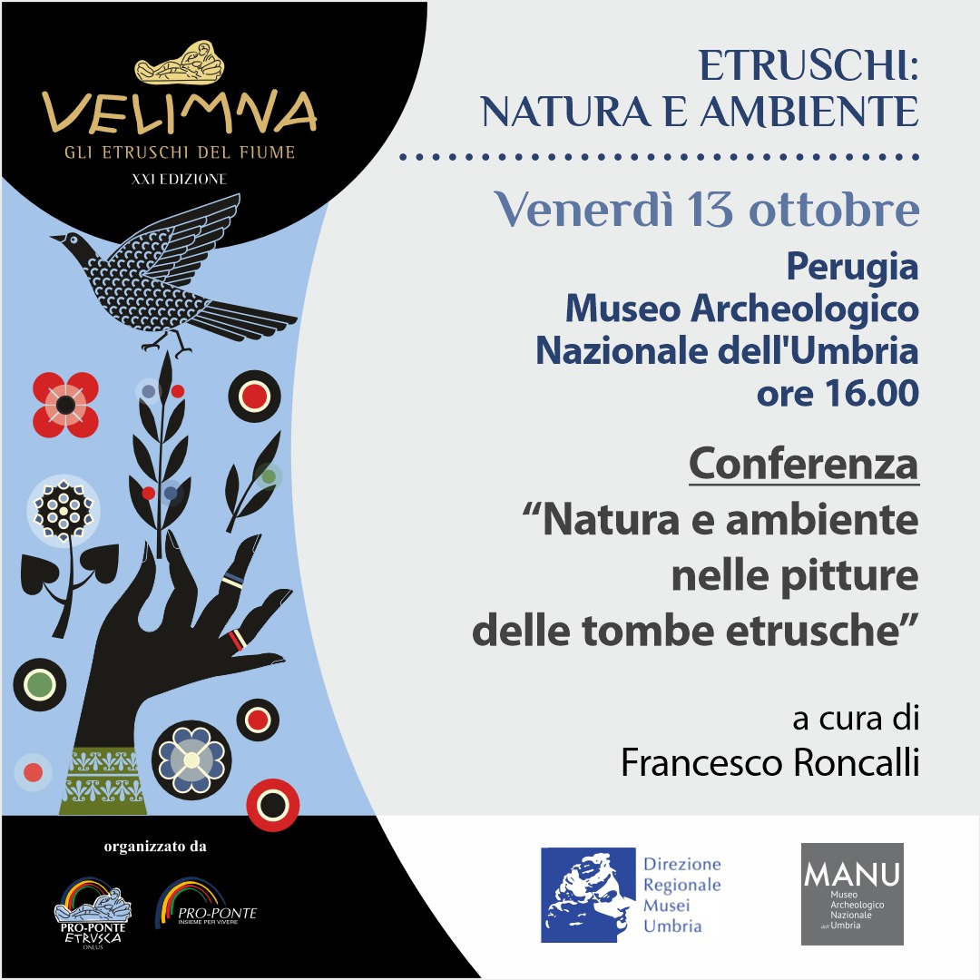 locandina evento all'interno della mostra “Etruschi, natura e ambiente” al CERP
