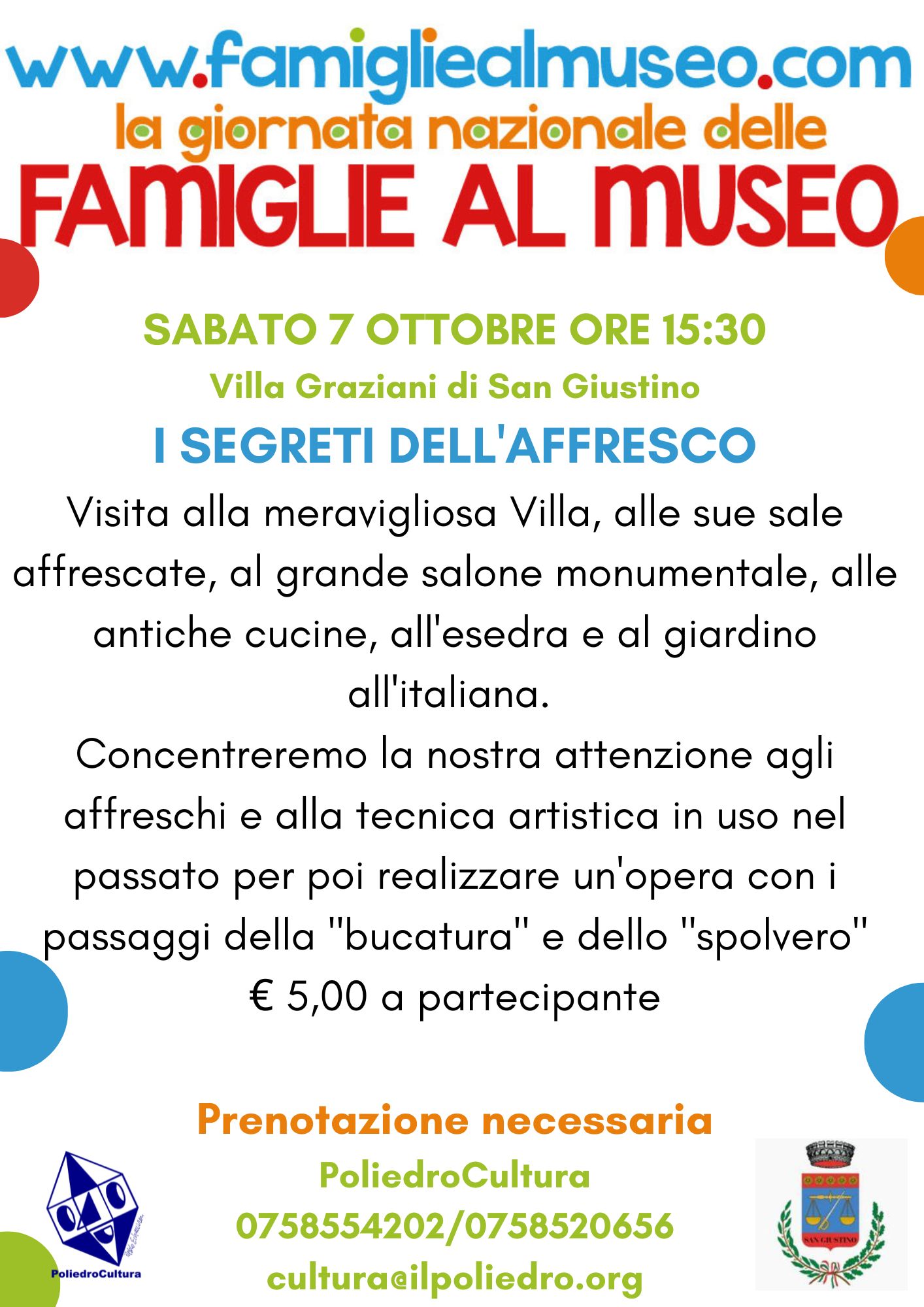 locandina iniziativa a San Giustino per  la “Giornata Nazionale delle Famiglie al Museo”,