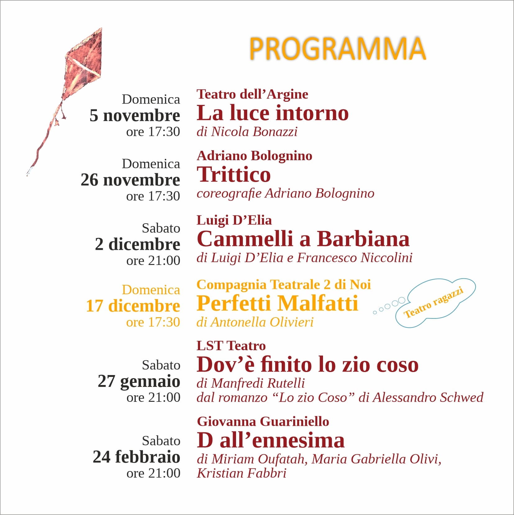 immagine programma nuova stagione del teatro San Fedele di Montone