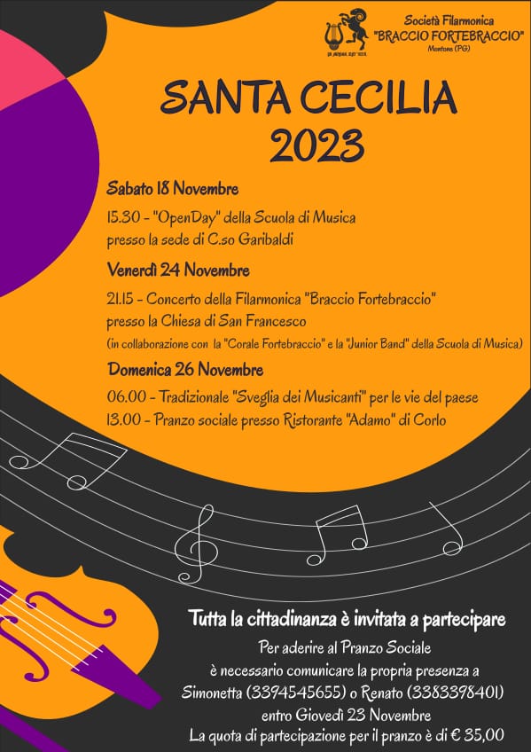 immagine locandina Santa Cecilia 2023, Filarmonica Braccio Fortebraccio 
