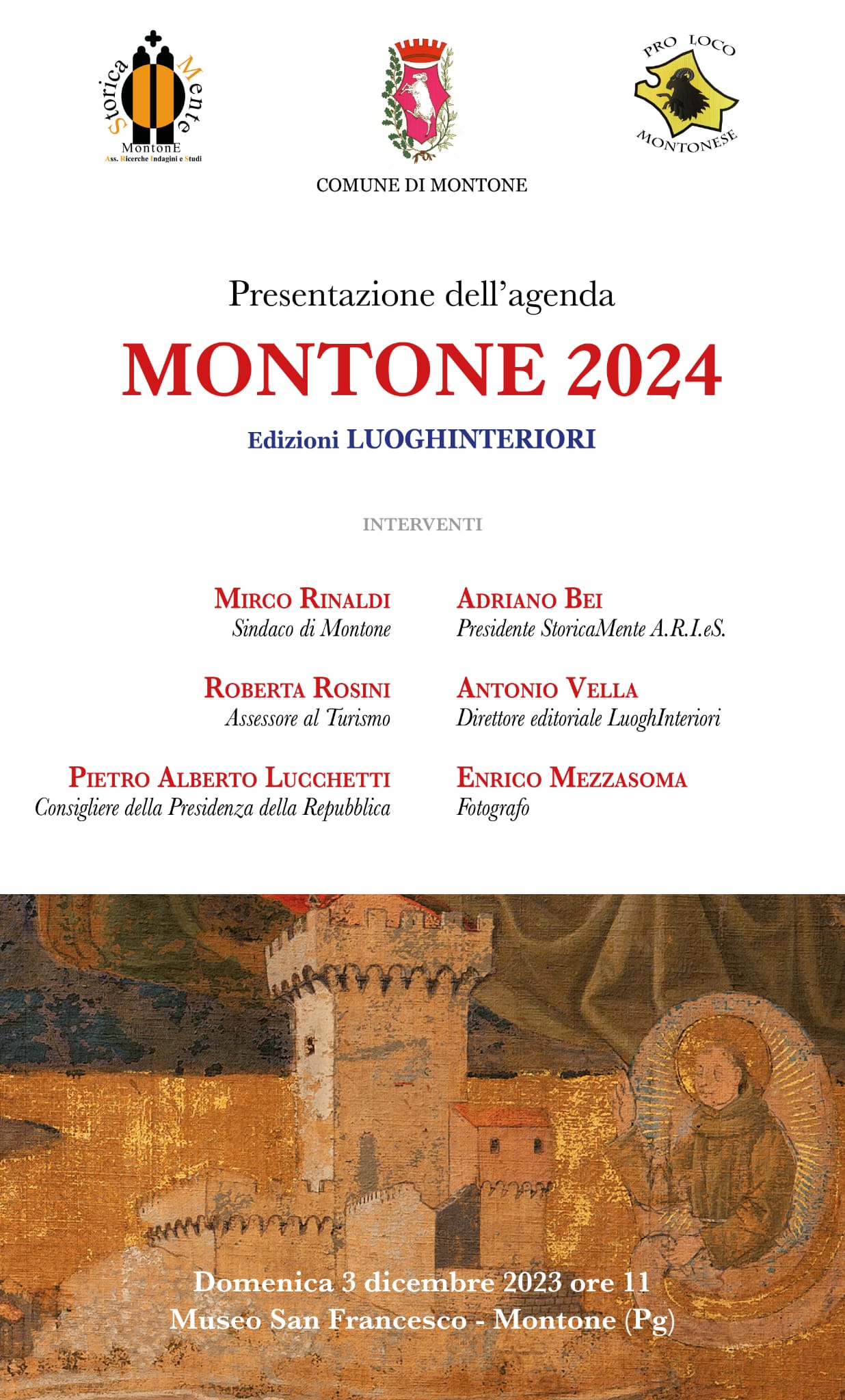 Immagine locandina di presentazione dell'agenda 2024 dedicata al borgo di Montone