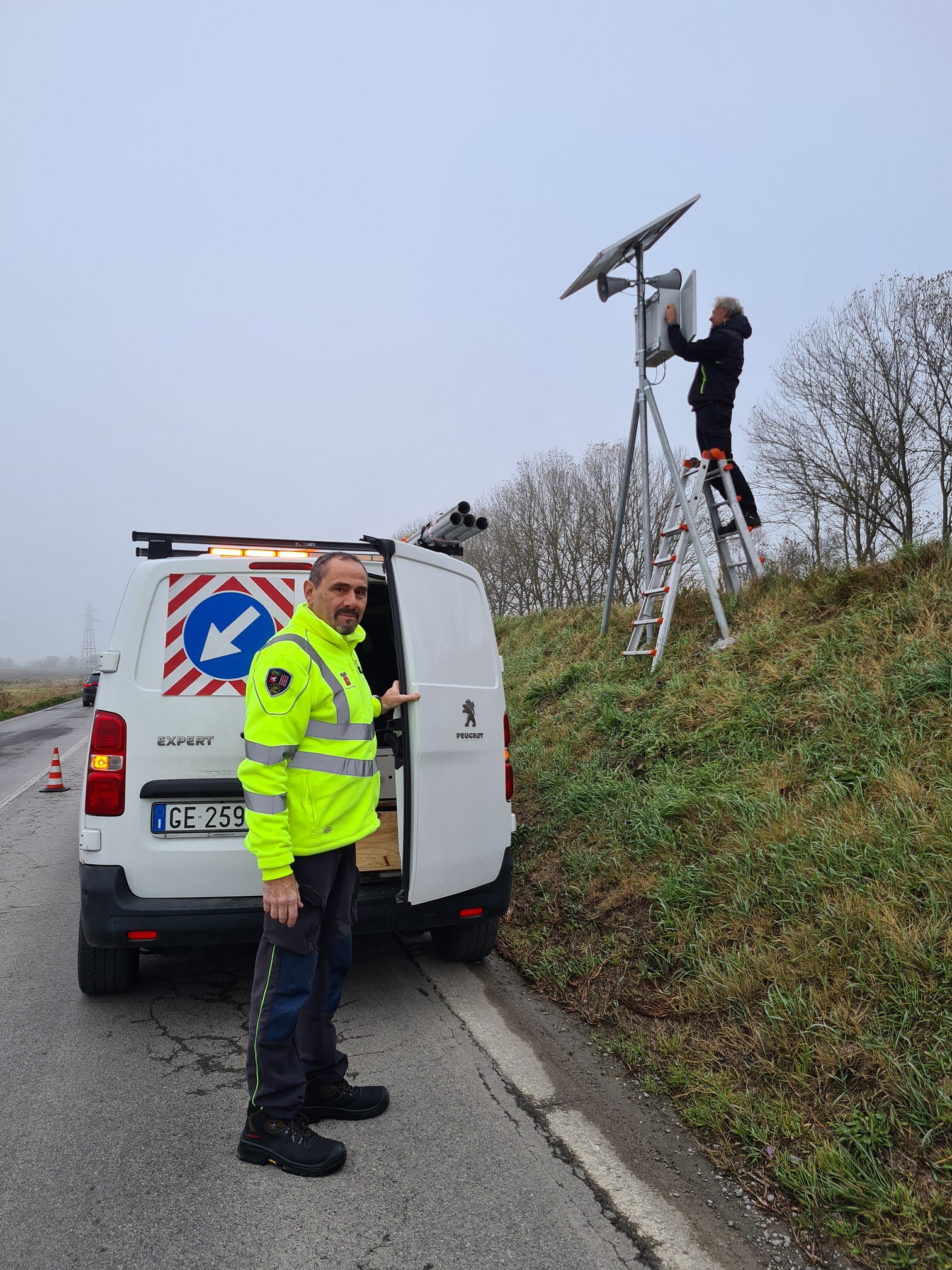 L'installazione del nuovo impianto sulla SP 308