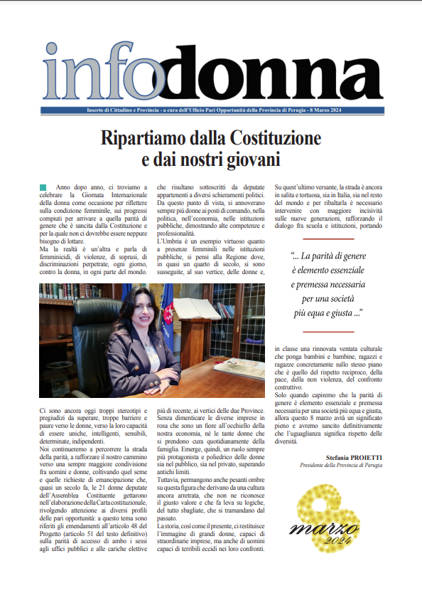 Prima pagina di Infodonna 2024