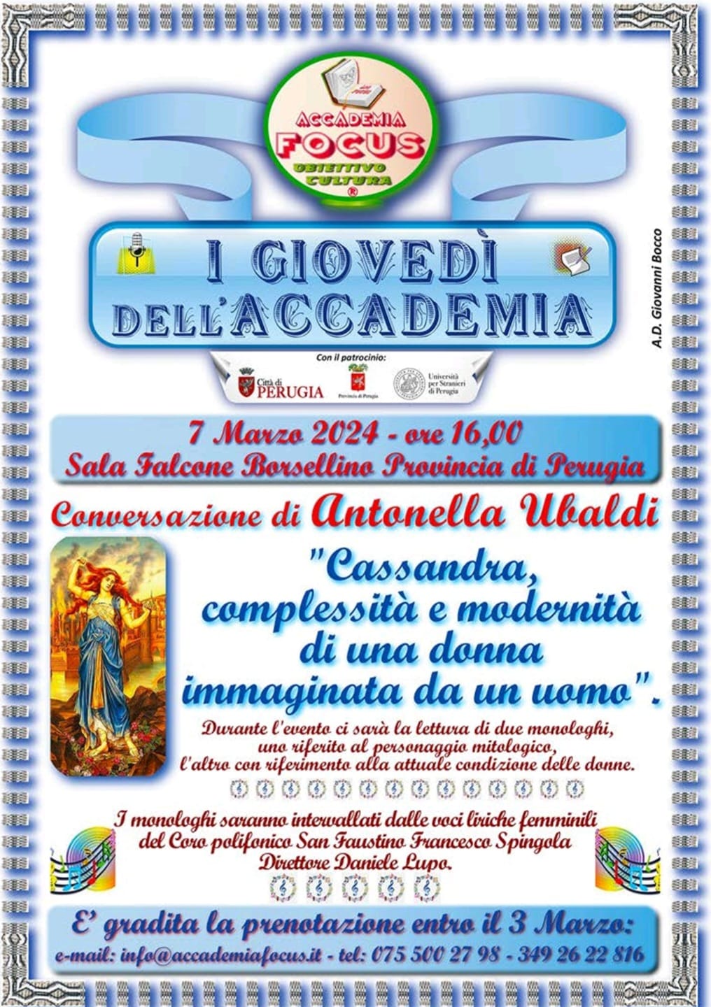 immagine locandina evento “Cassandra, complessità e modernità di una donna immaginata da un uomo”