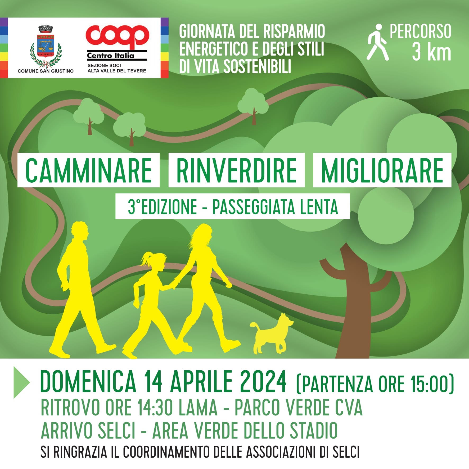 immagine locandina iniziativa “Camminare, Rinverdire, Migliorare” promossa dal Comune di San Giustino