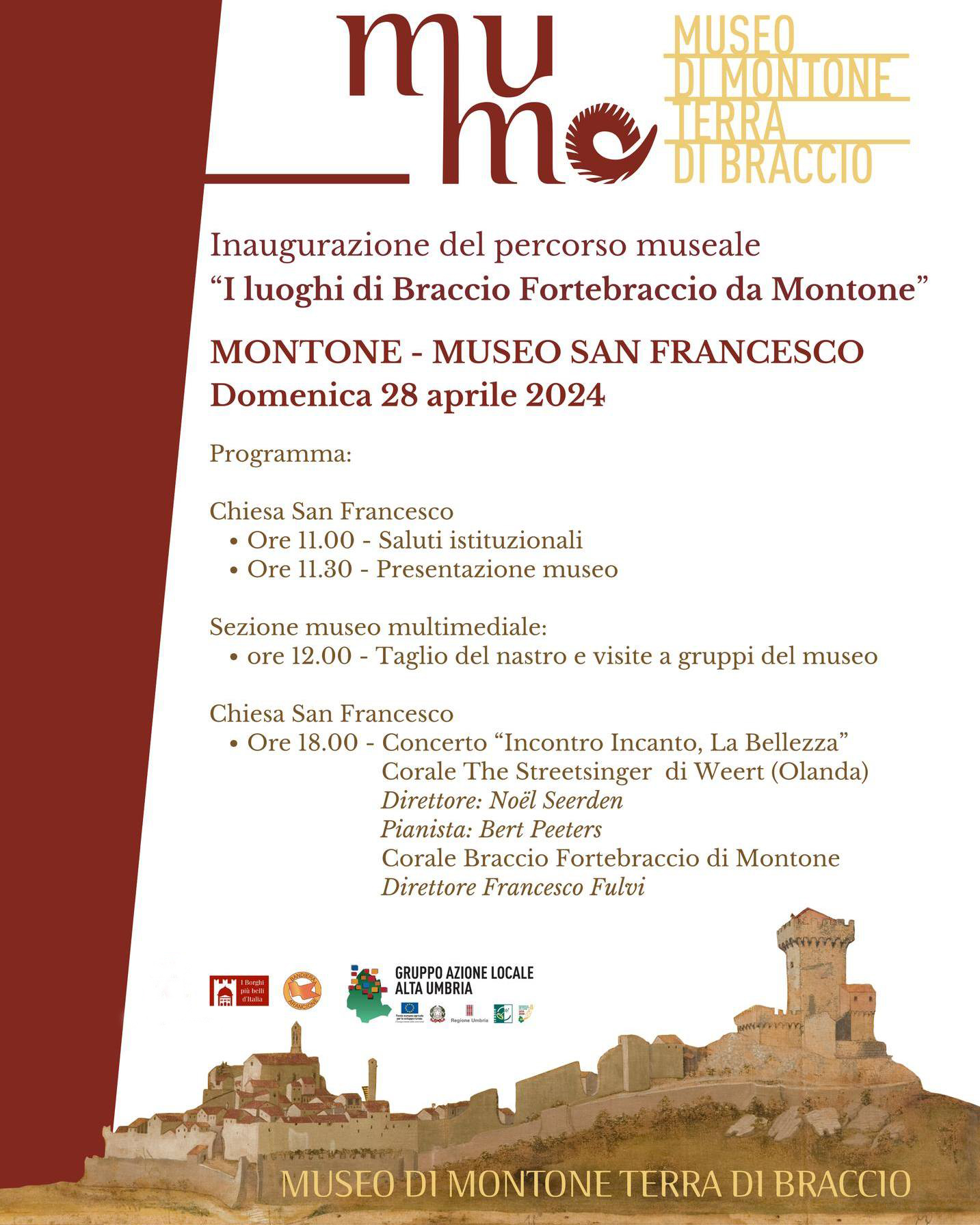 immagine della locandina di inaugurazione del percorso museale “I luoghi di Braccio Fortebraccio da Montone”