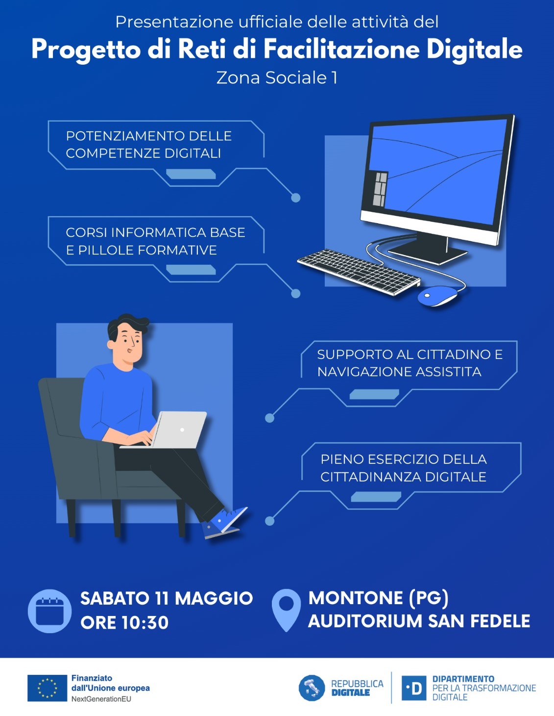 locandina iniziativa di presentazione del progetto “Reti di facilitazione digitale”
