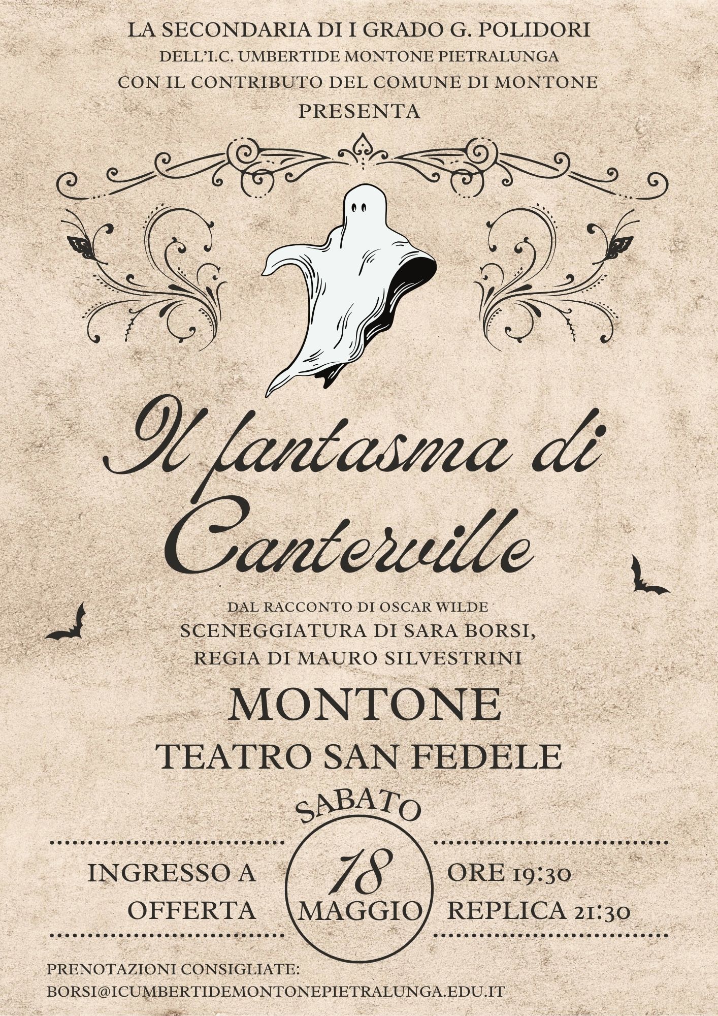 immagine della locandina spettacolo teatrale ragazzi scuola media Montone