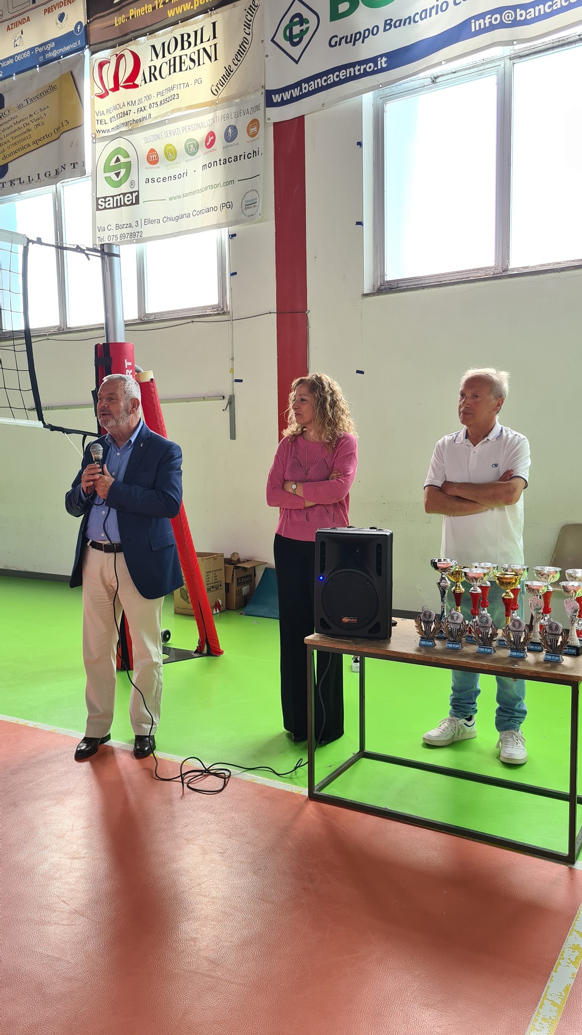 Il presidente del Coni Umbria Ignozza, la dirigente Brita e il docente Barulli