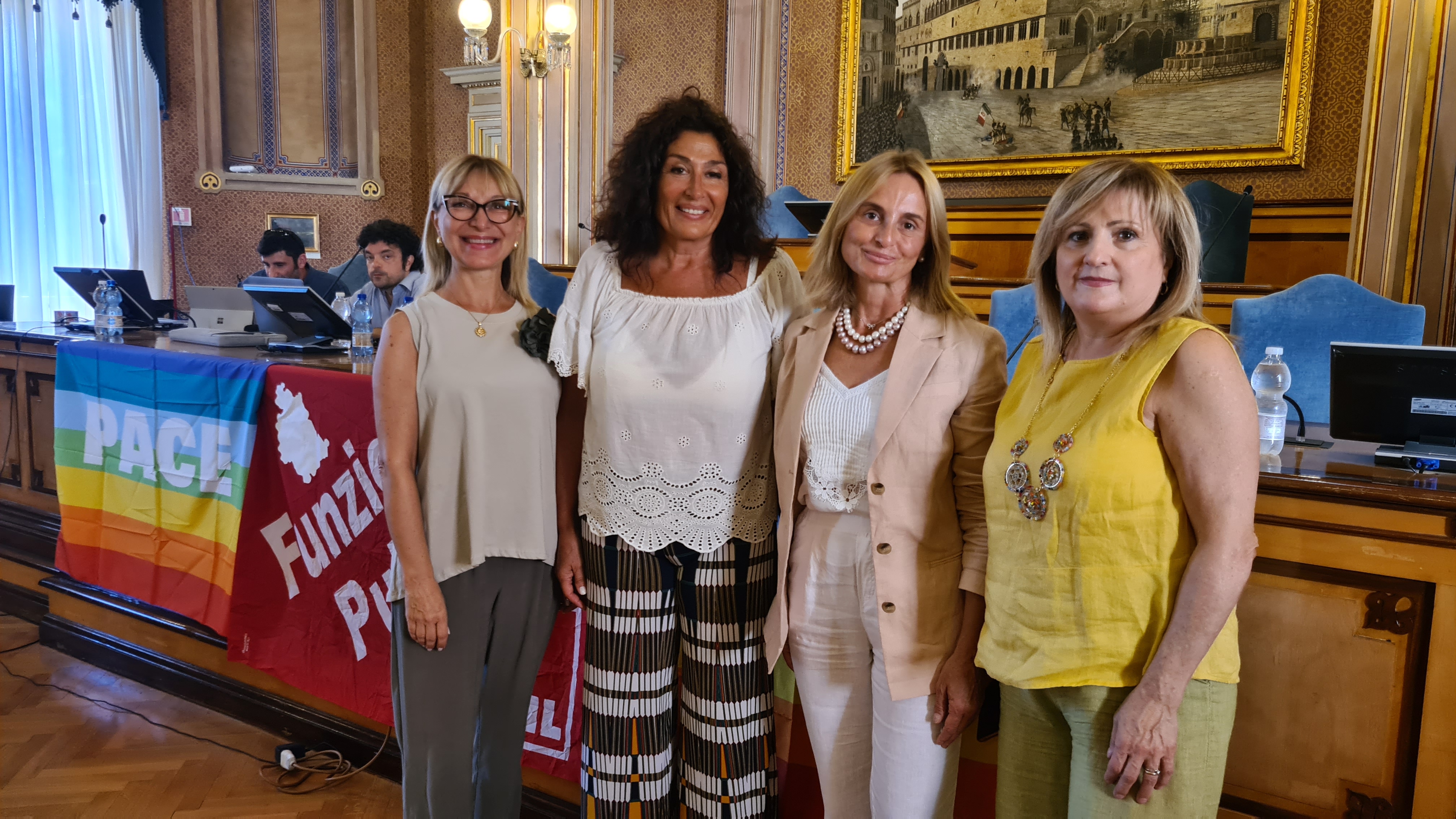 La consigliera provinciale Borghesi con le rappresentanti regionali della Cgil