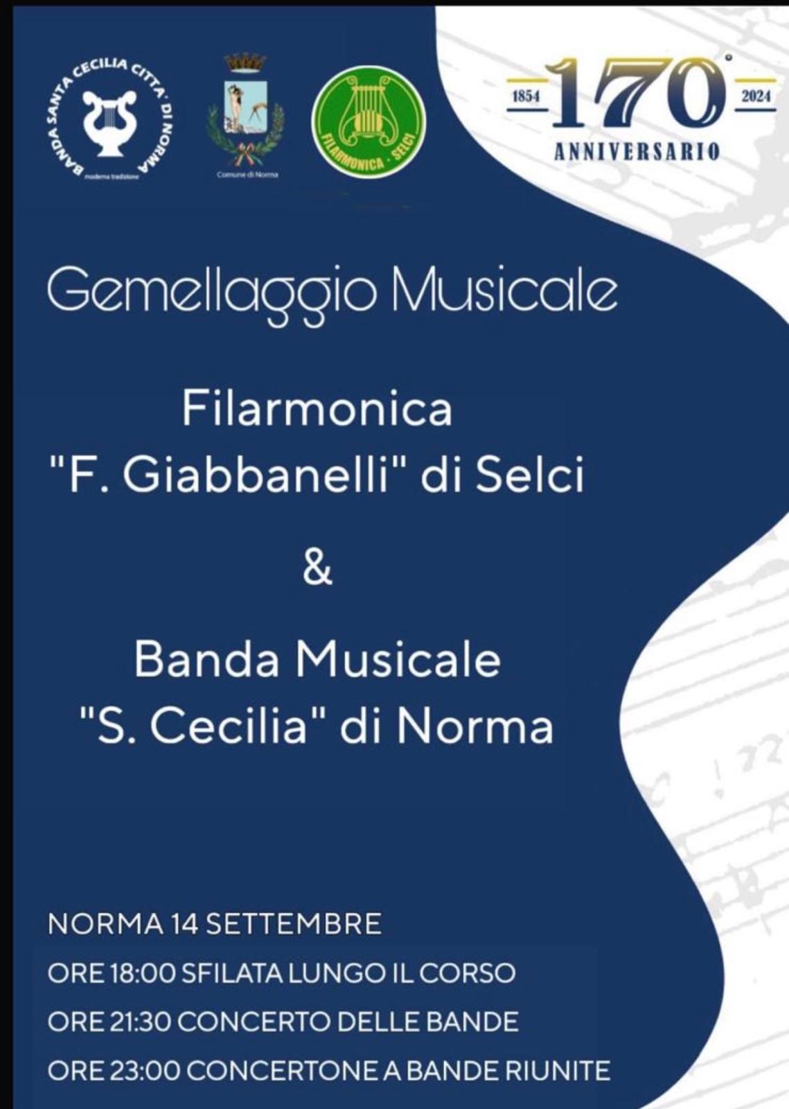 immagine della locandina del gemellaggio fra San Giustino e Norma