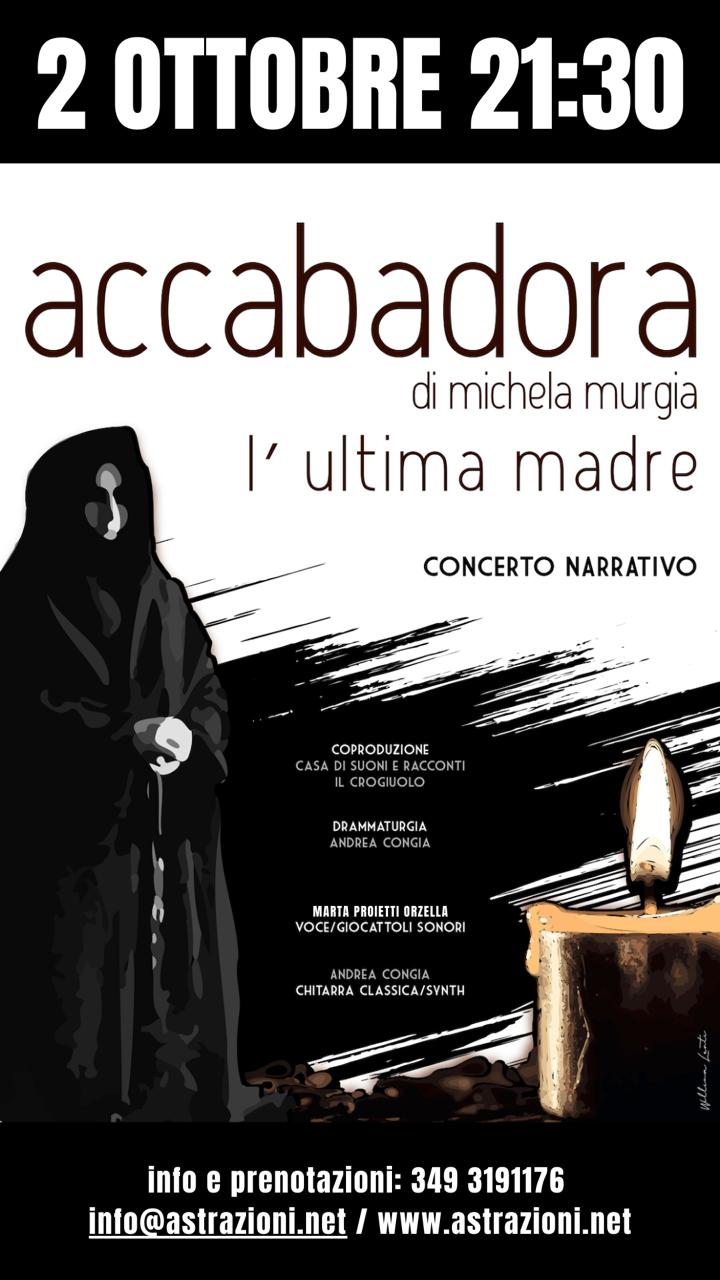 locandina “Accabadora”, lo spettacolo al cinema teatro Astra di San Giustino