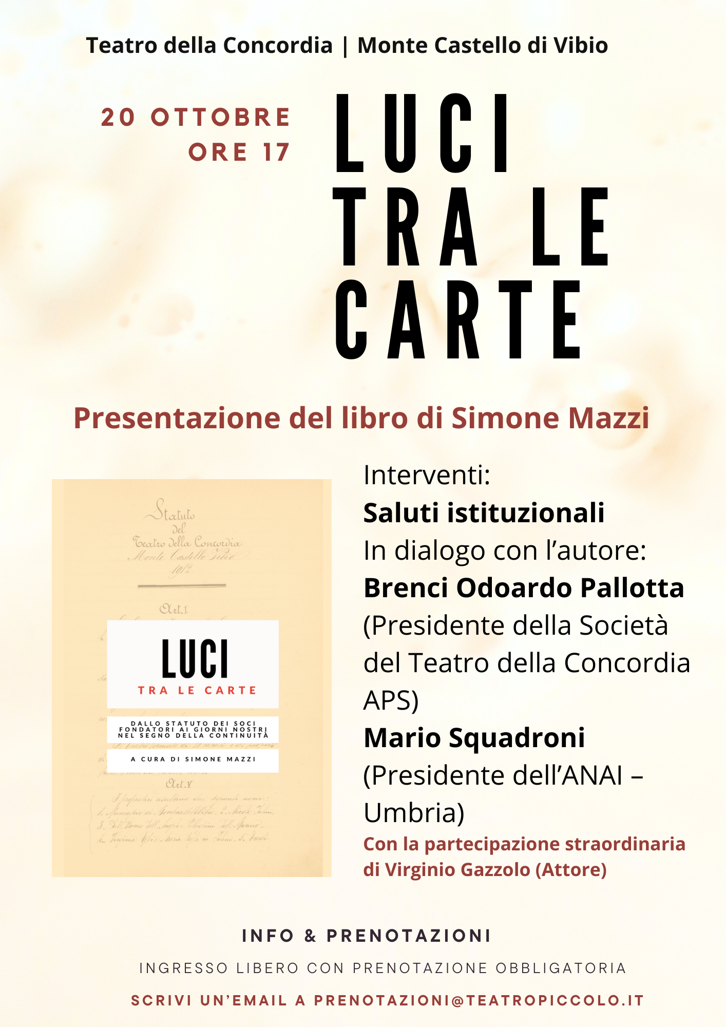 immagine locandina presentazione del libro “Luci tra le Carte”