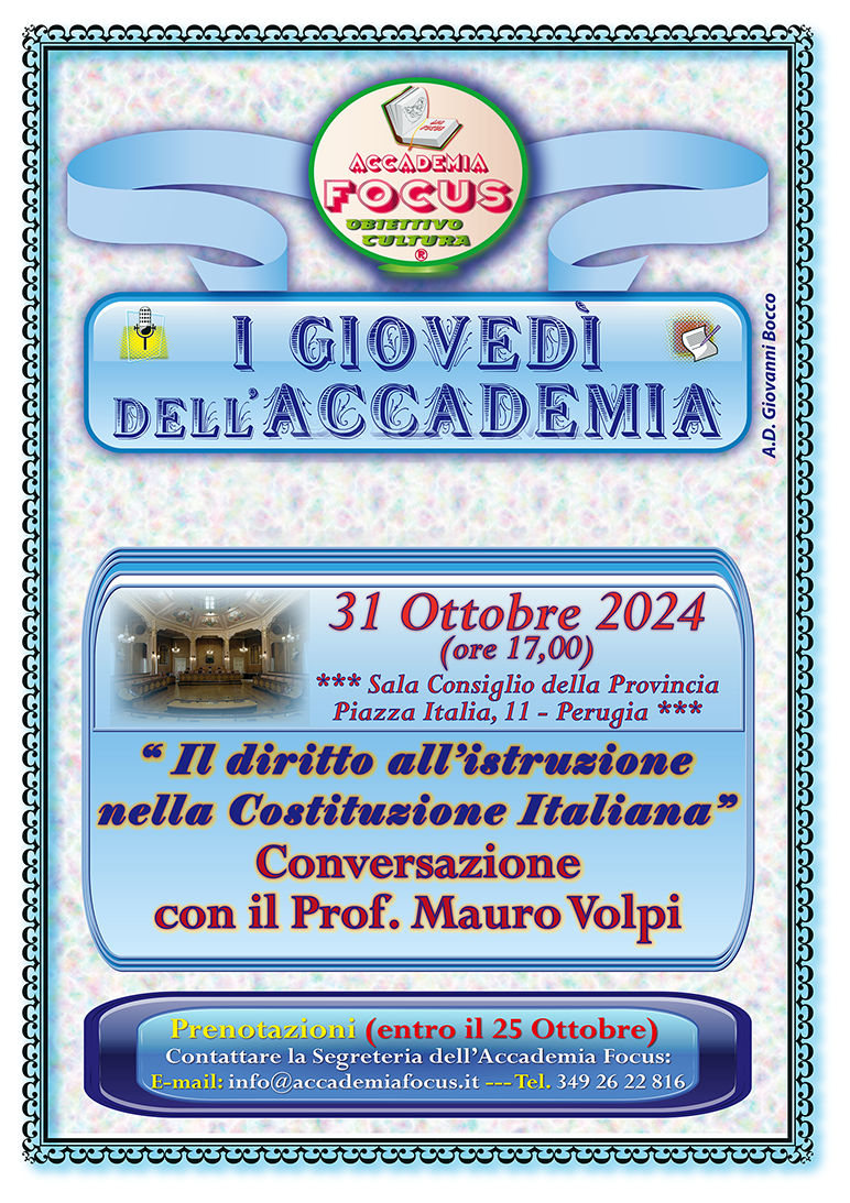 immagine della locandina dell'incontro “I giovedì dell’Accademia Focus”