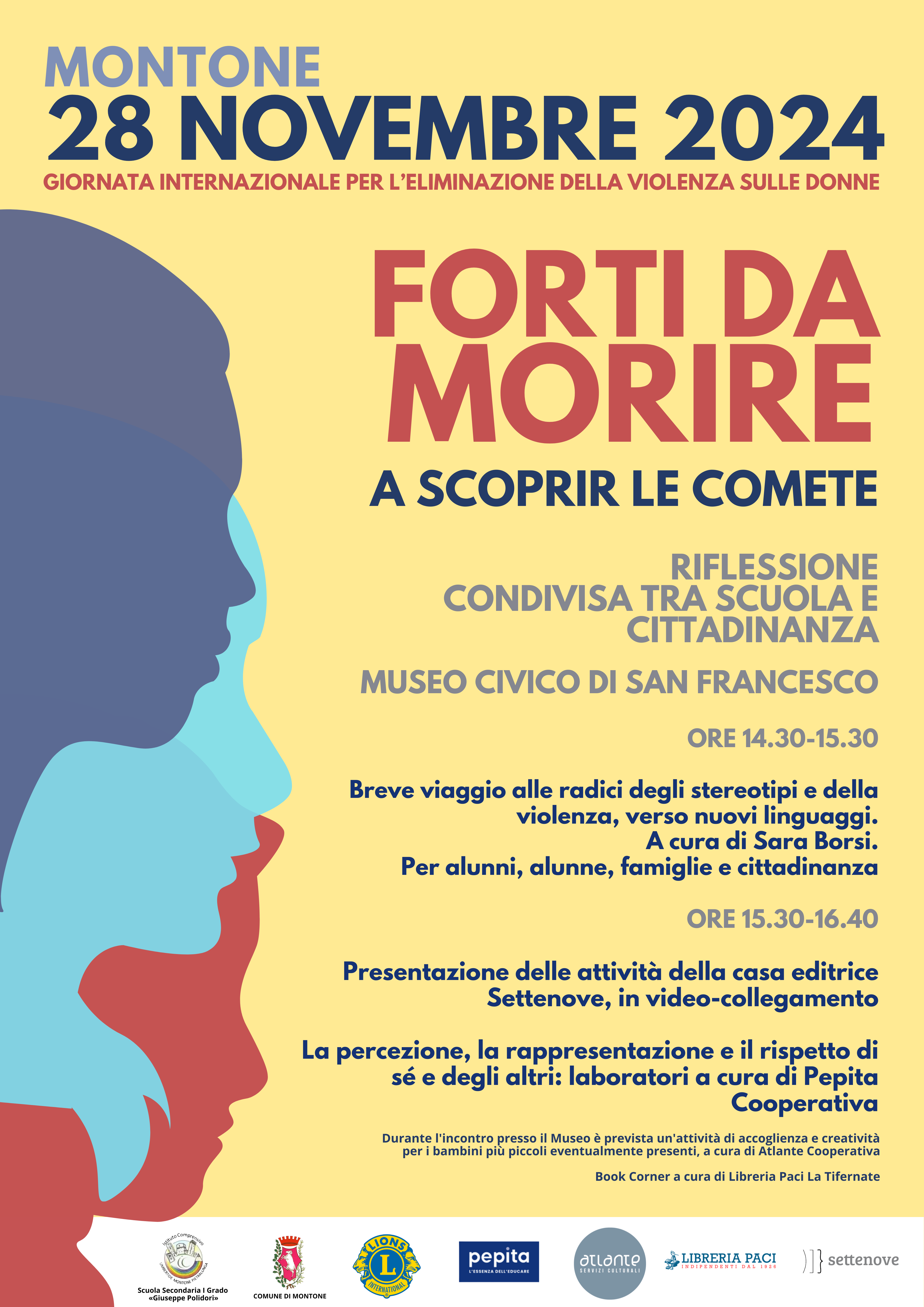 immagine locandina eventi a Montone per la  “Giornata contro la violenza sulle donne”