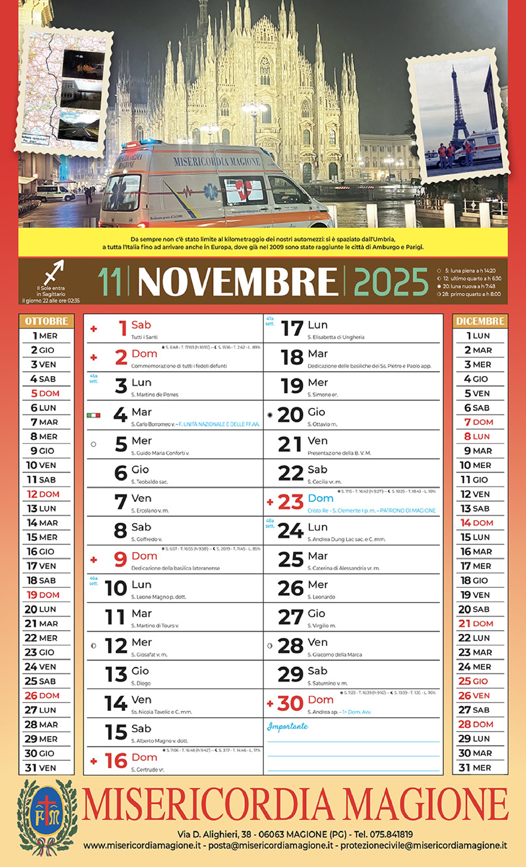 Una delle pagine del calendario