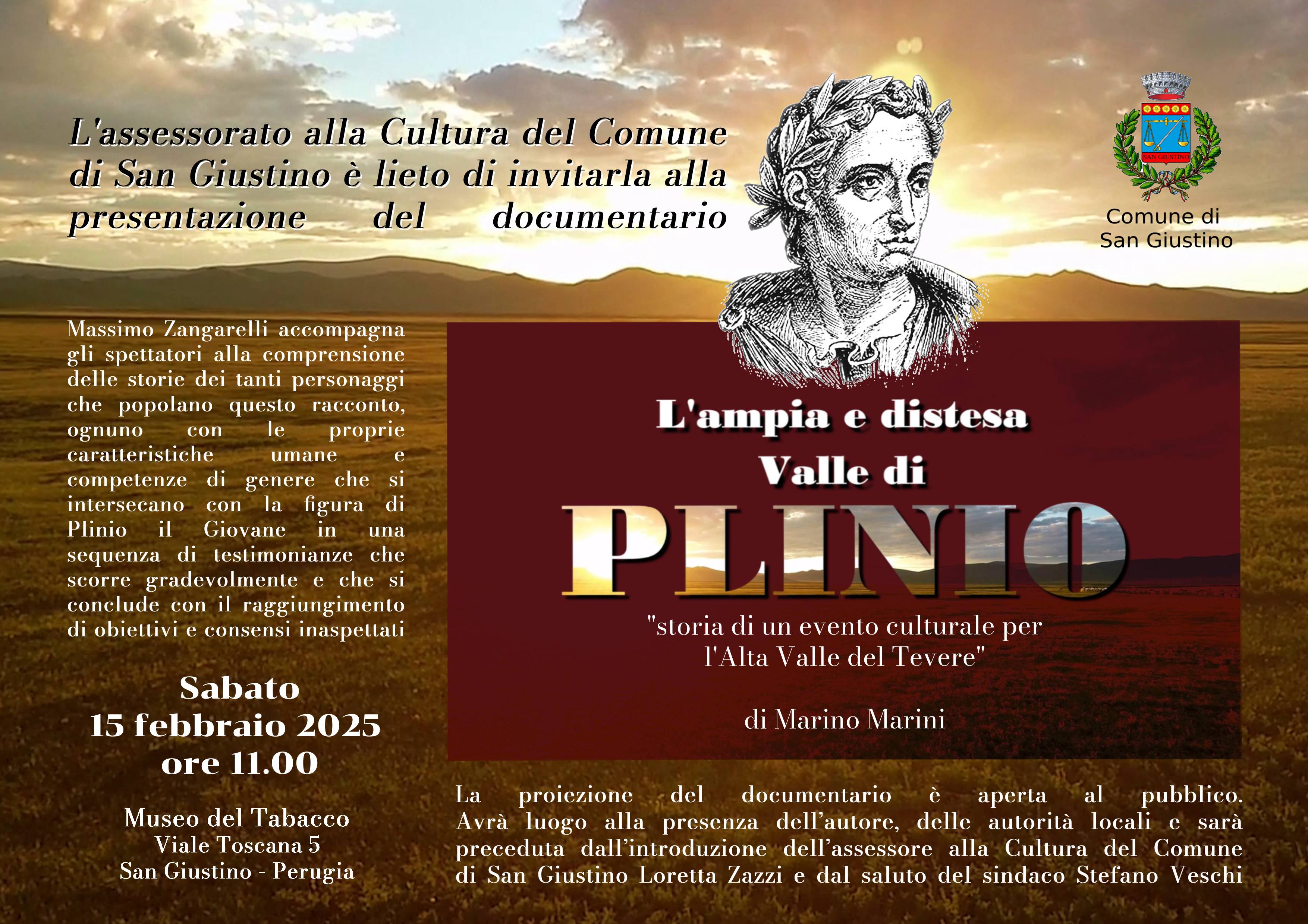 Locandina presentazione del documentario “L’ampia e distesa Valle di Plinio”