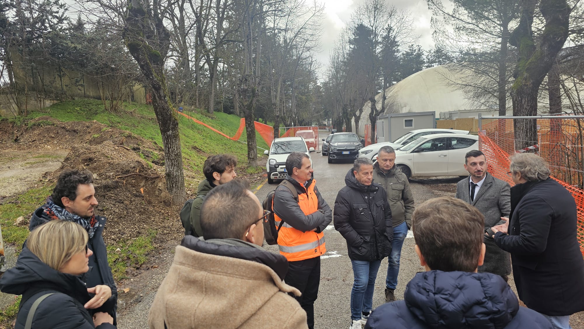 Immagine del sopralluogo al cantiere del nuovo Polo scolastico di Norcia