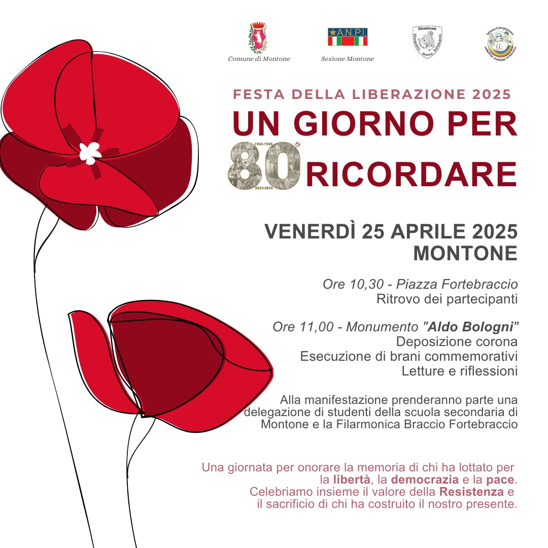 Locandina programma del 25 aprile a Montone