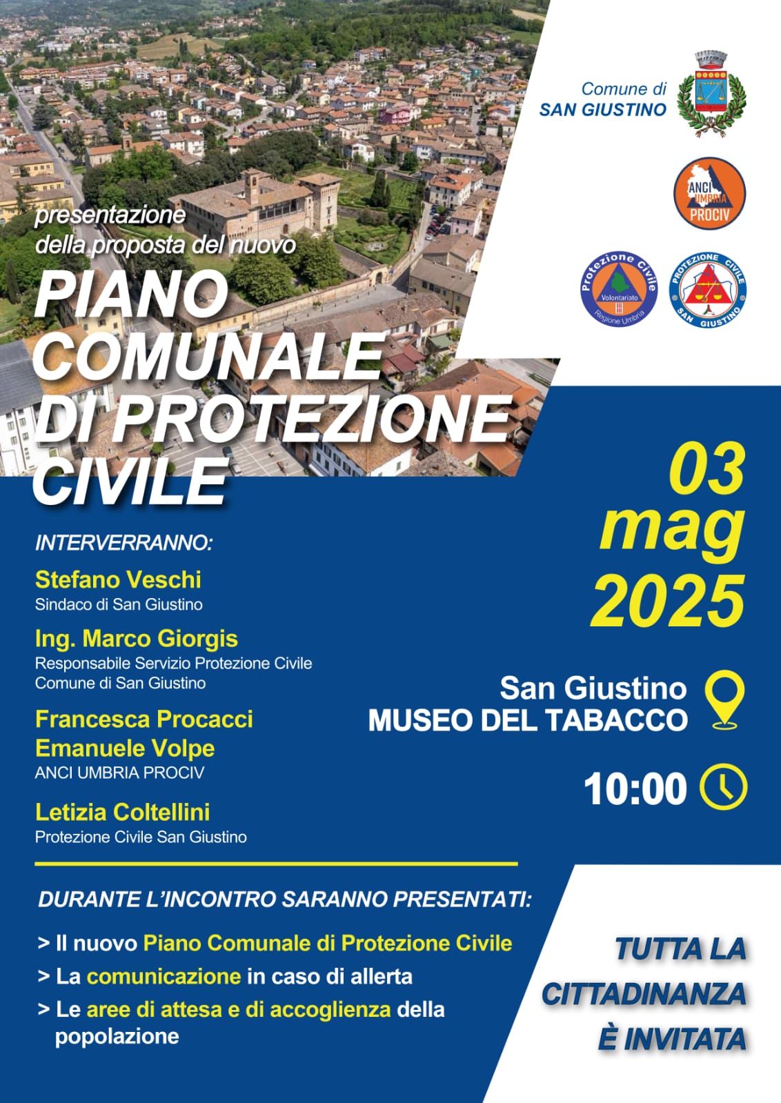 San Giustino – Piano di Protezione civile, il Comune fissa il primo incontro per la presentazione ai cittadini della proposta