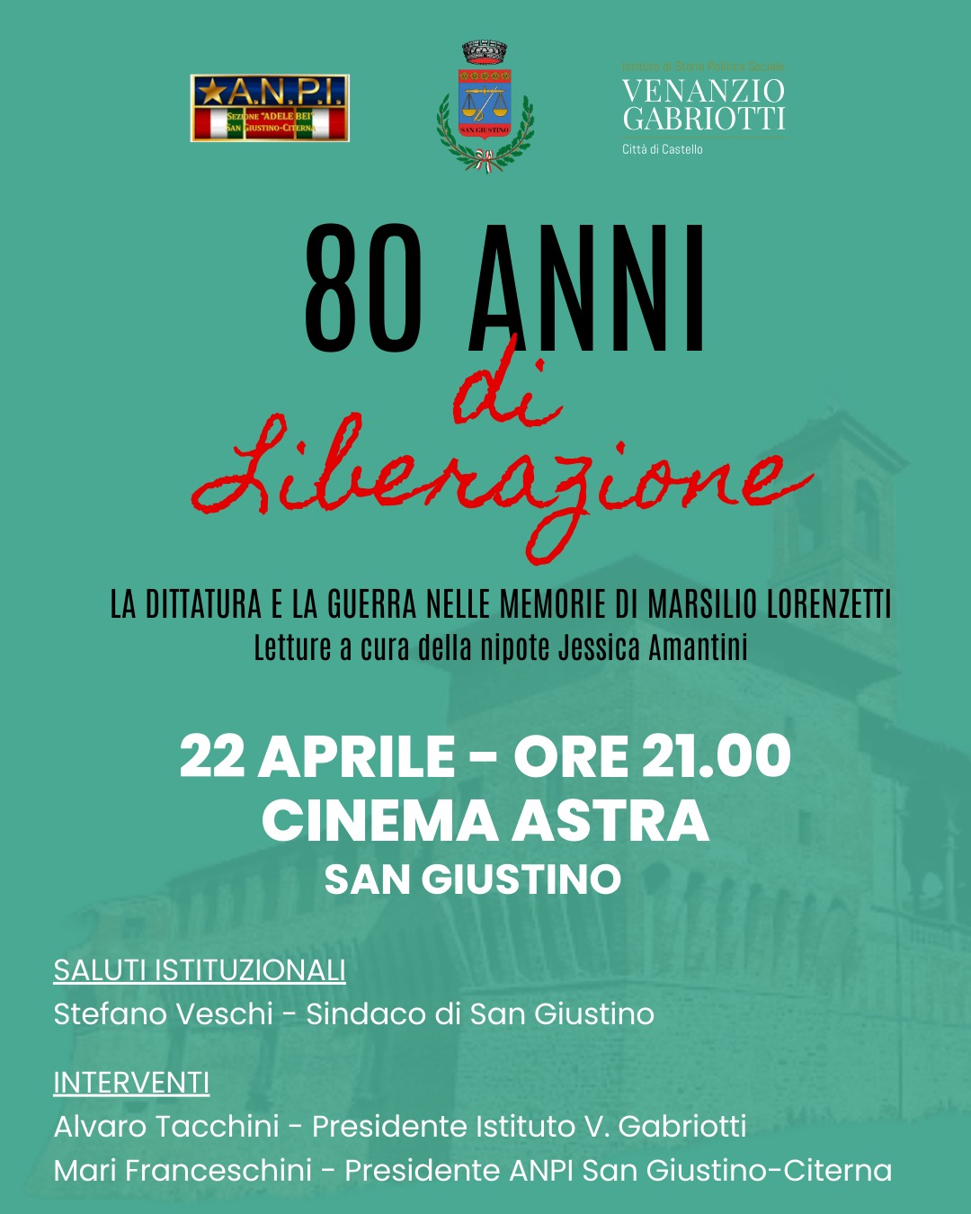 San Giustino – Al cinema teatro Astra “80 anni di Liberazione”