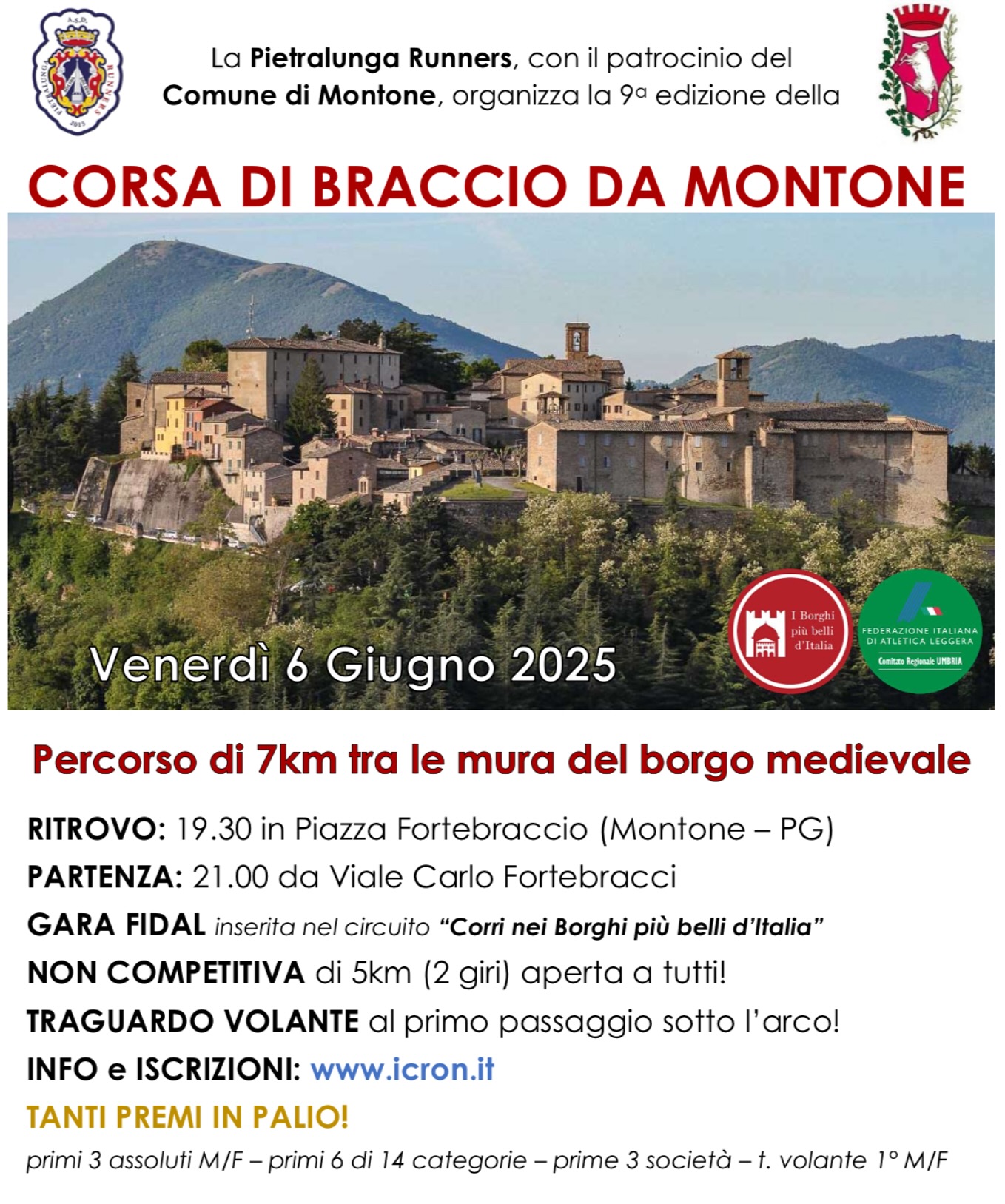 Sport, a Montone torna la “Corsa di Braccio” sotto le stelle