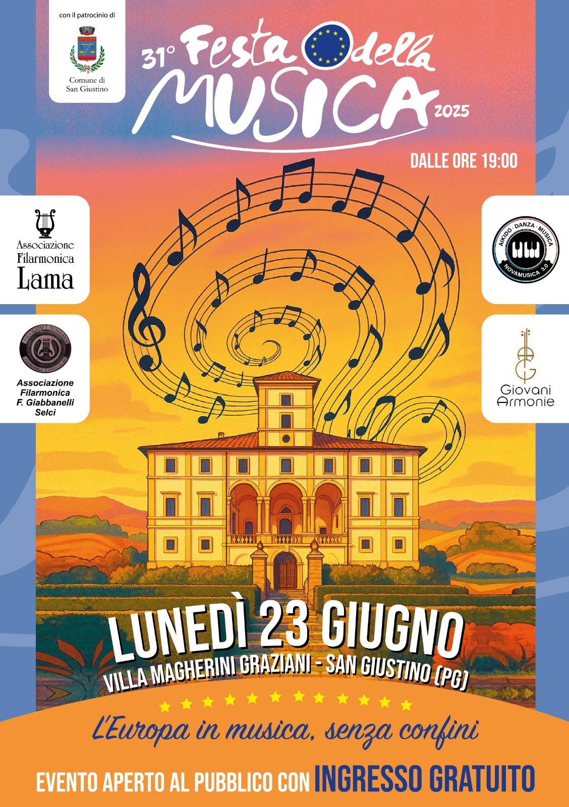 San Giustino aderisce alla 31ª Festa Europea della Musica: concerto a Villa Graziani