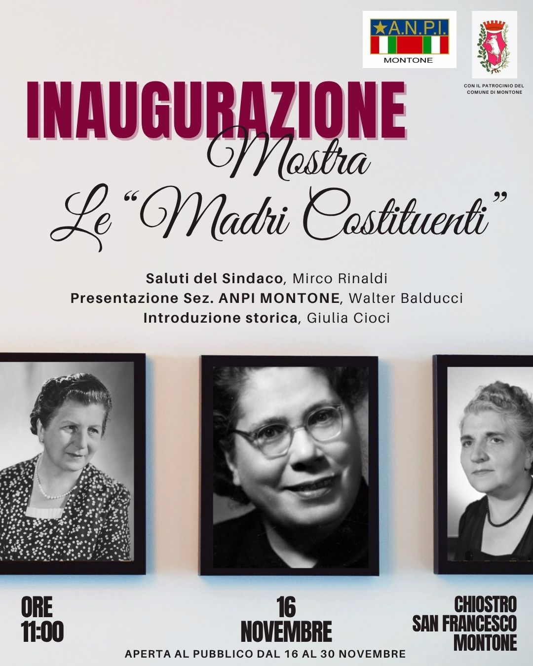 Immagine della locandina della mostra “Le Madri Costituenti”