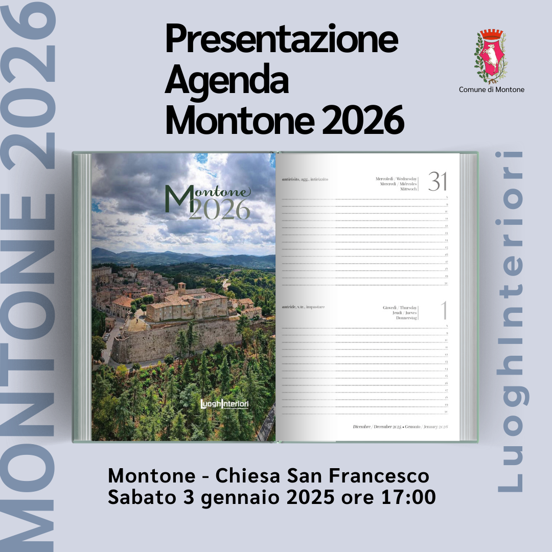 "Montone 2026" &ndash; Sabato 3 gennaio il Comune presenta la nuova &ldquo;Agenda&rdquo; dedicata al borgo