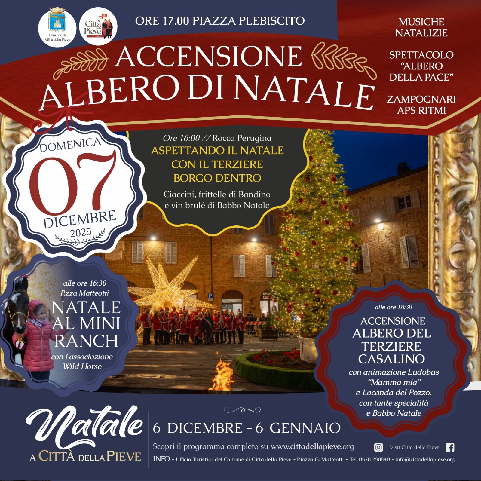 Domenica 7 dicembre l’Accensione dell’Albero a Città della Pieve