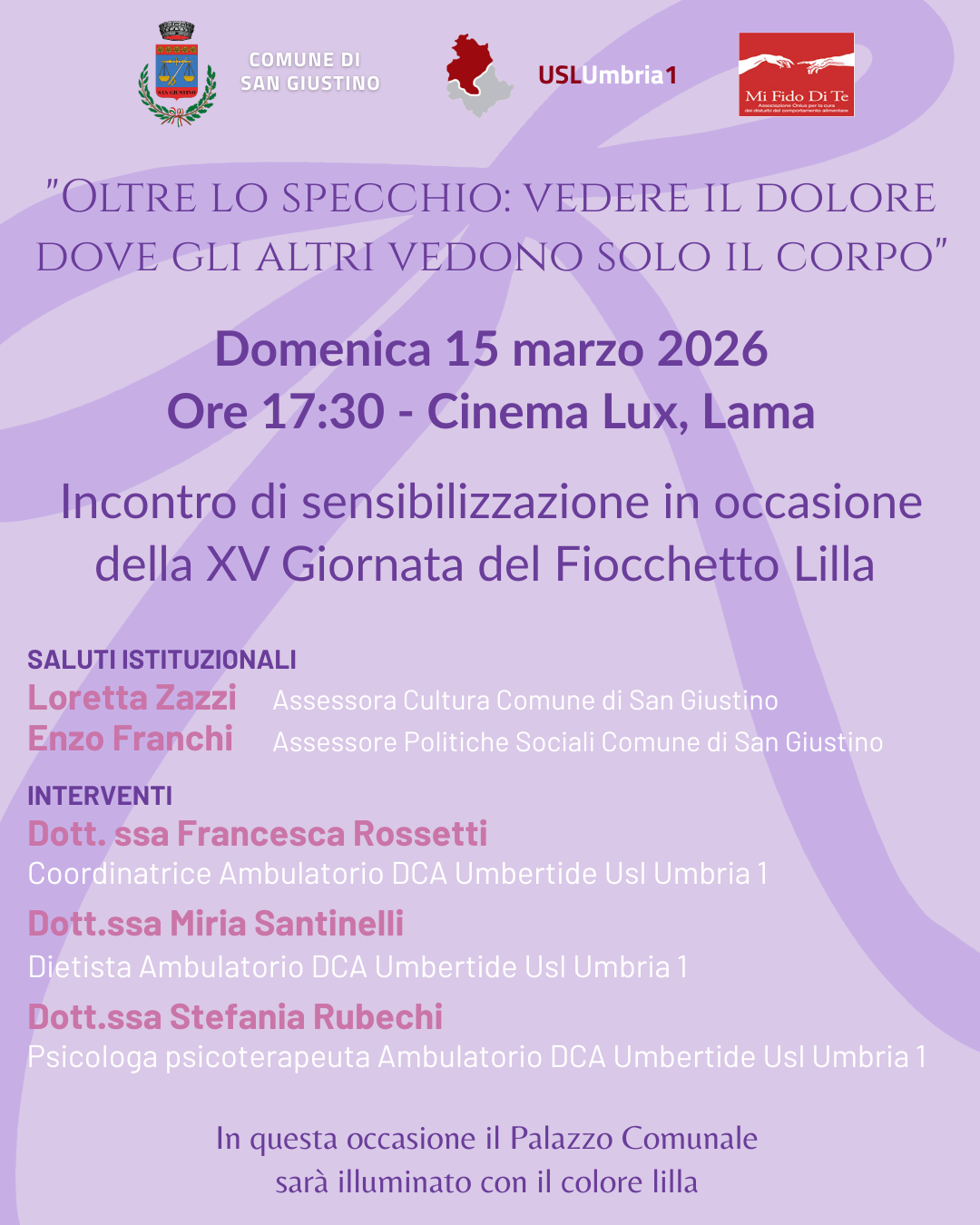 A San Giustino la Giornata del Fiocchetto Lilla