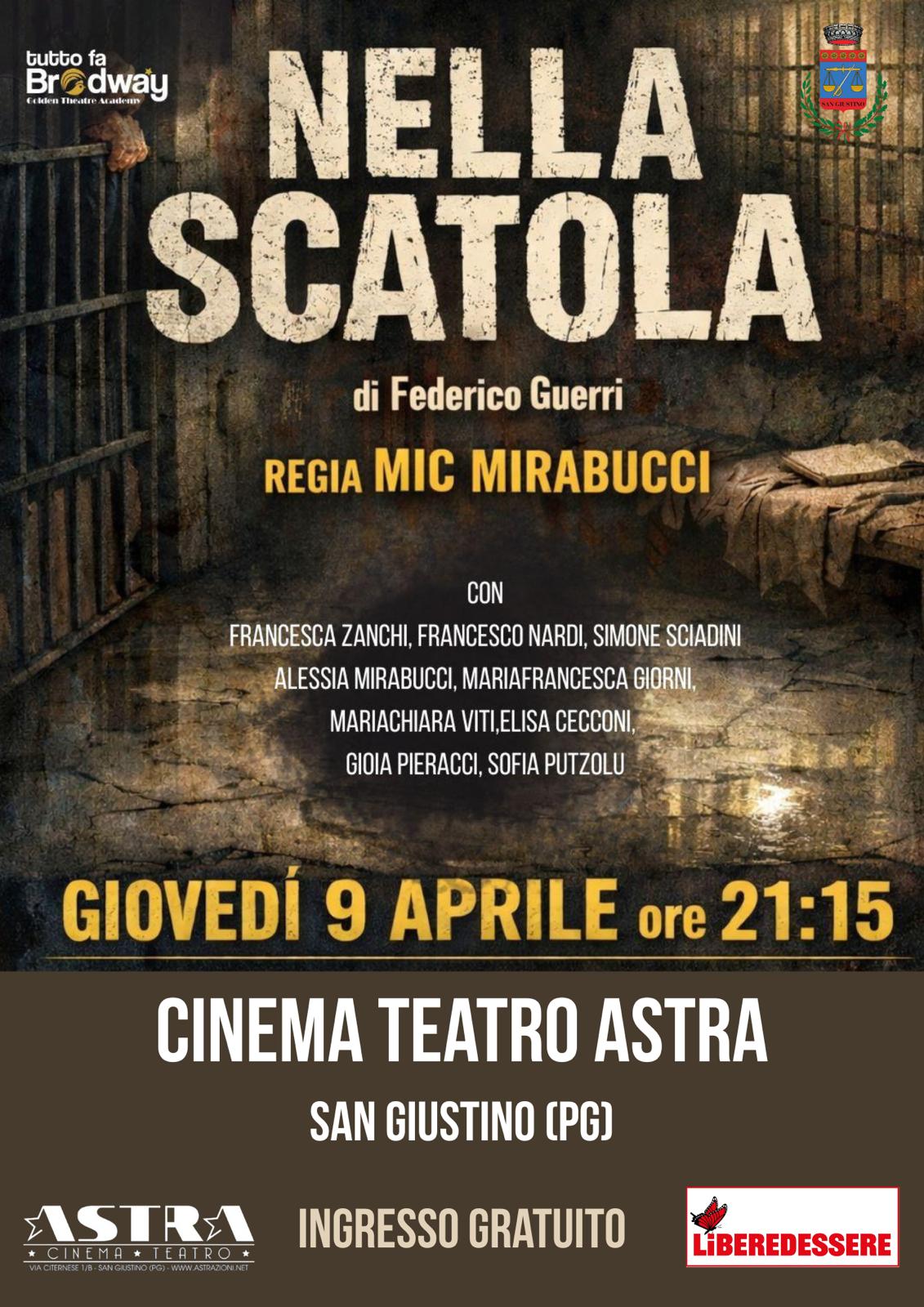 San Giustino - &ldquo;Nella Scatola&rdquo;, al Cinema Teatro Astra uno spettacolo contro la violenza e l&rsquo;emarginazione