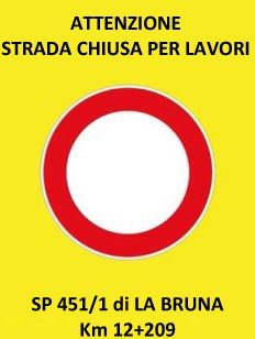 Immagine del cartello di chiusura della strada